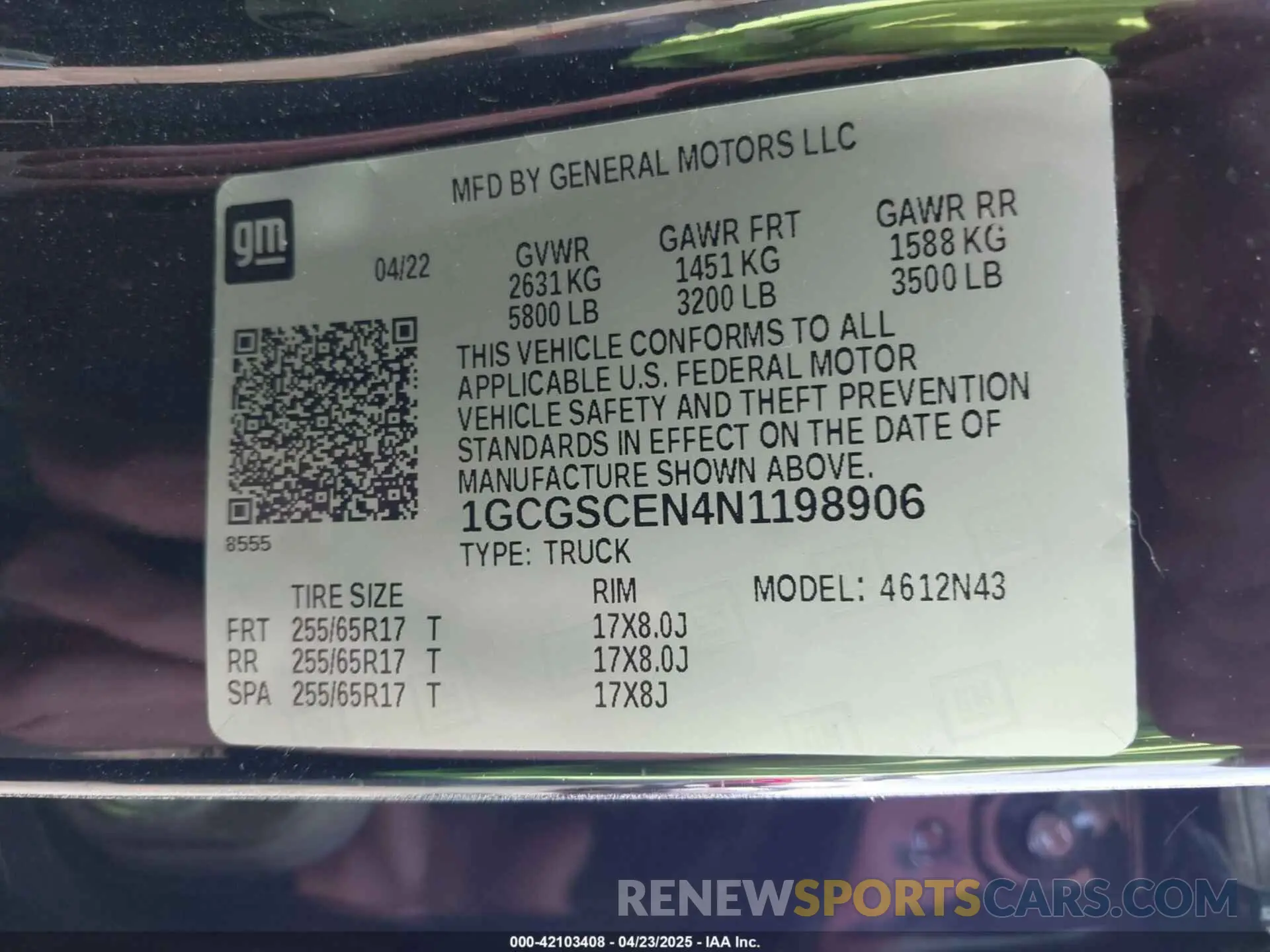 9 Photograph of a damaged car 1GCGSCEN4N1198906 CHEVROLET COLORADO 2022