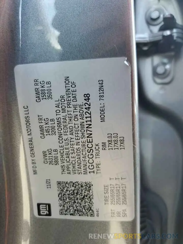 14 Photograph of a damaged car 1GCGSCEN7N1124248 CHEVROLET COLORADO 2022