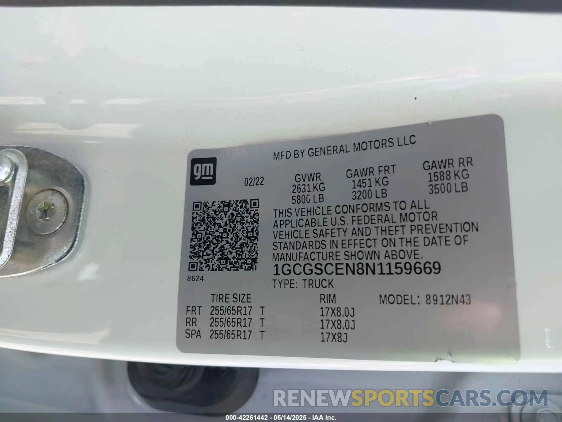 9 Photograph of a damaged car 1GCGSCEN8N1159669 CHEVROLET COLORADO 2022