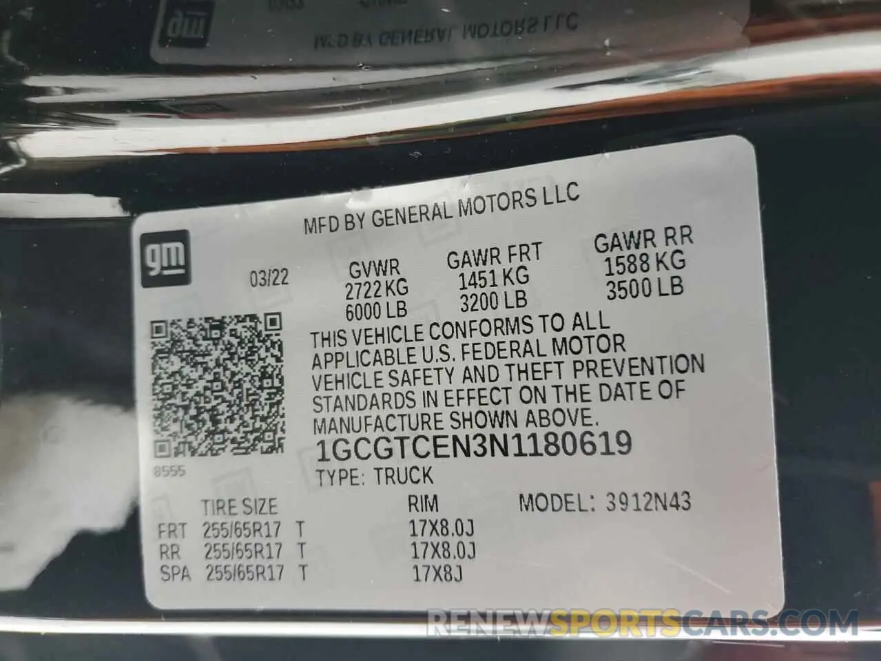 12 Photograph of a damaged car 1GCGTCEN3N1180619 CHEVROLET COLORADO 2022