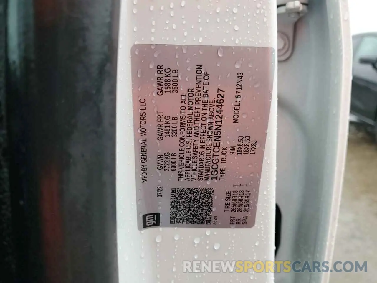 13 Photograph of a damaged car 1GCGTCEN5N1244627 CHEVROLET COLORADO 2022