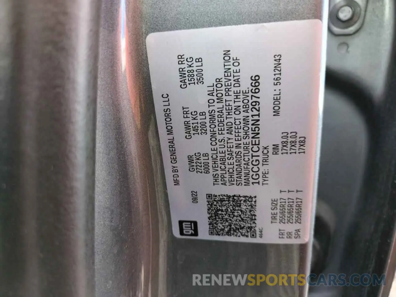 12 Photograph of a damaged car 1GCGTCEN5N1297666 CHEVROLET COLORADO 2022