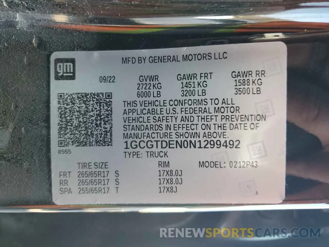 12 Photograph of a damaged car 1GCGTDEN0N1299492 CHEVROLET COLORADO 2022