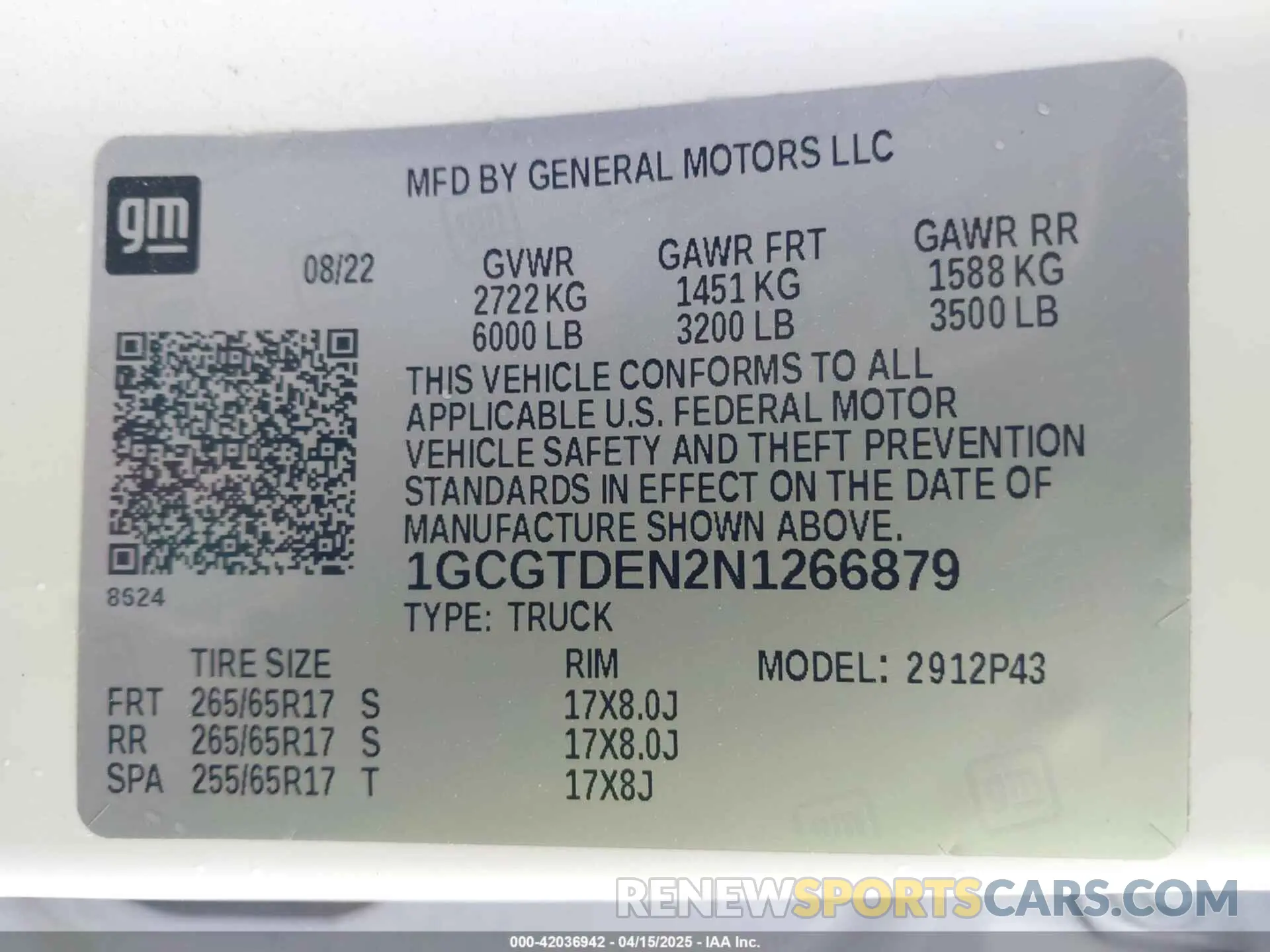 9 Photograph of a damaged car 1GCGTDEN2N1266879 CHEVROLET COLORADO 2022