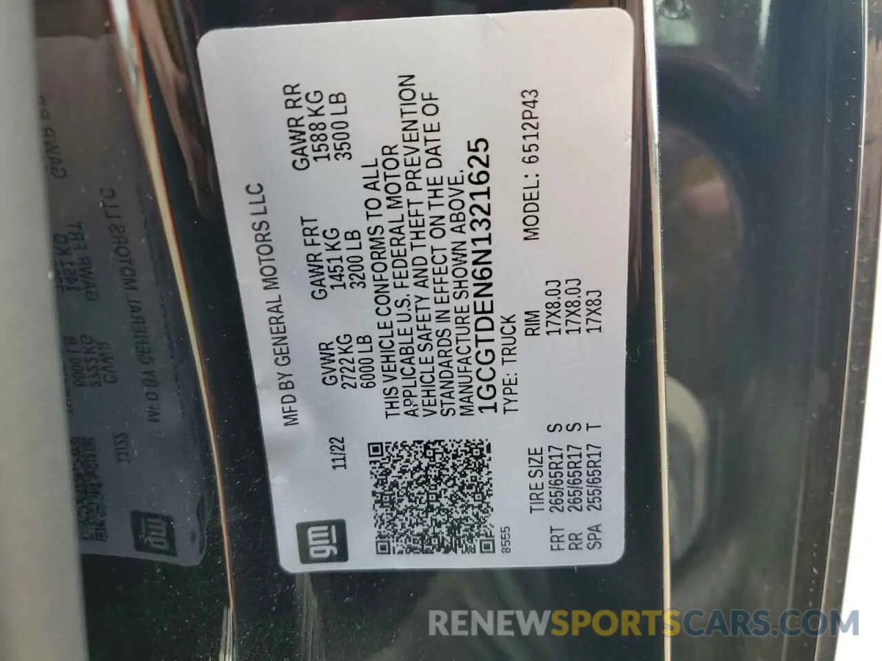 12 Photograph of a damaged car 1GCGTDEN6N1321625 CHEVROLET COLORADO 2022
