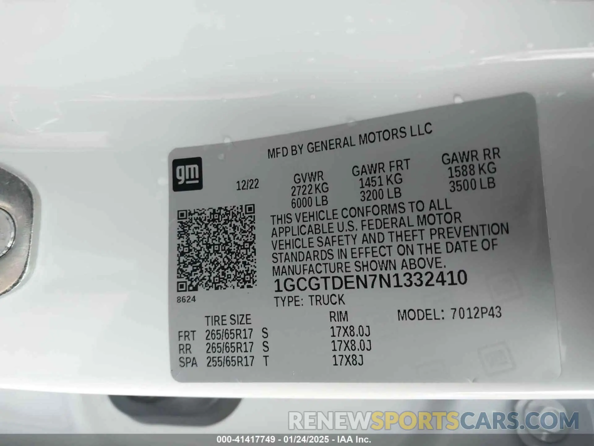 9 Photograph of a damaged car 1GCGTDEN7N1332410 CHEVROLET COLORADO 2022