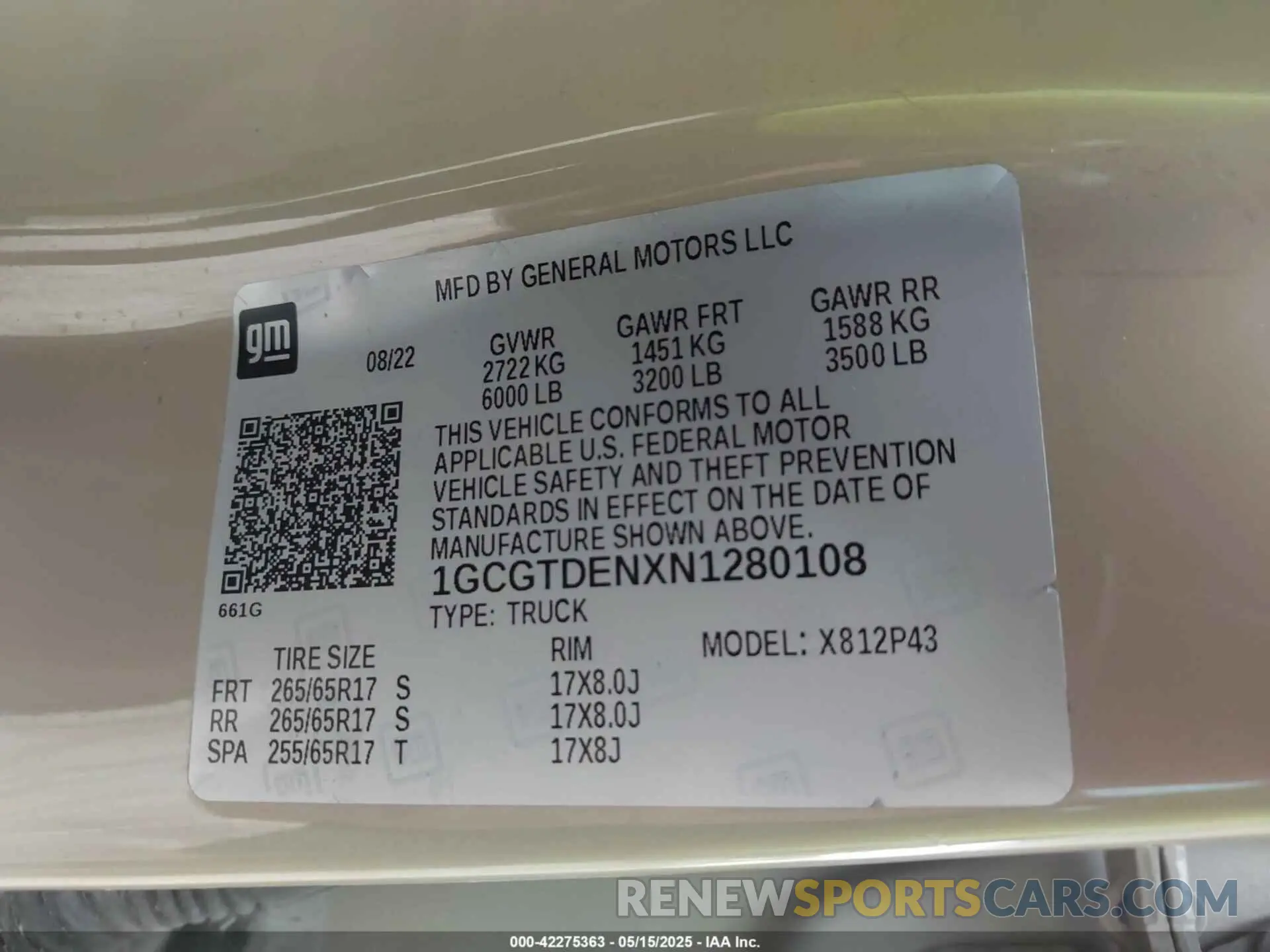 9 Photograph of a damaged car 1GCGTDENXN1280108 CHEVROLET COLORADO 2022