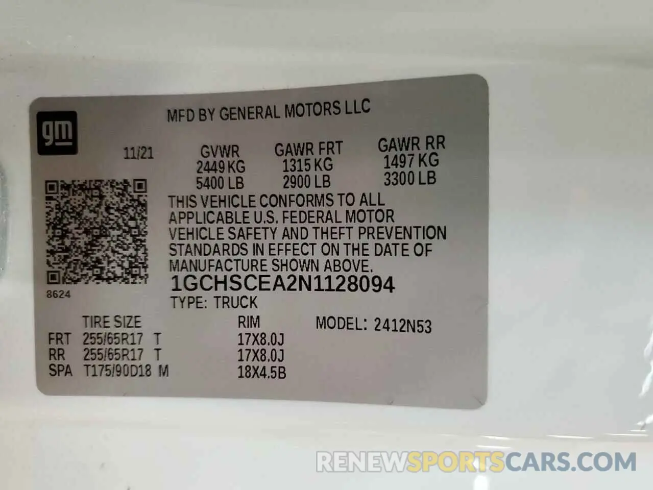 12 Photograph of a damaged car 1GCHSCEA2N1128094 CHEVROLET COLORADO 2022