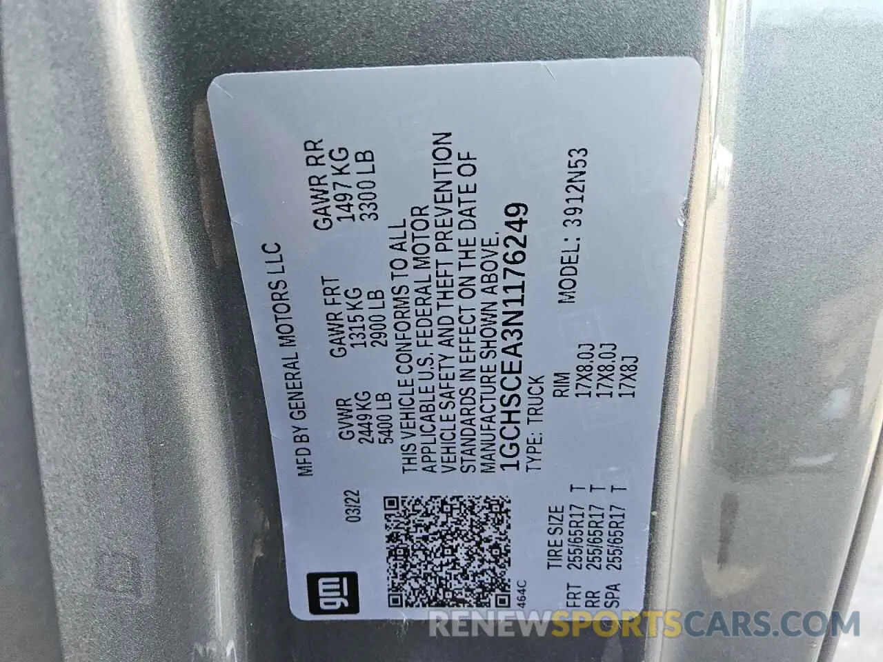 12 Photograph of a damaged car 1GCHSCEA3N1176249 CHEVROLET COLORADO 2022