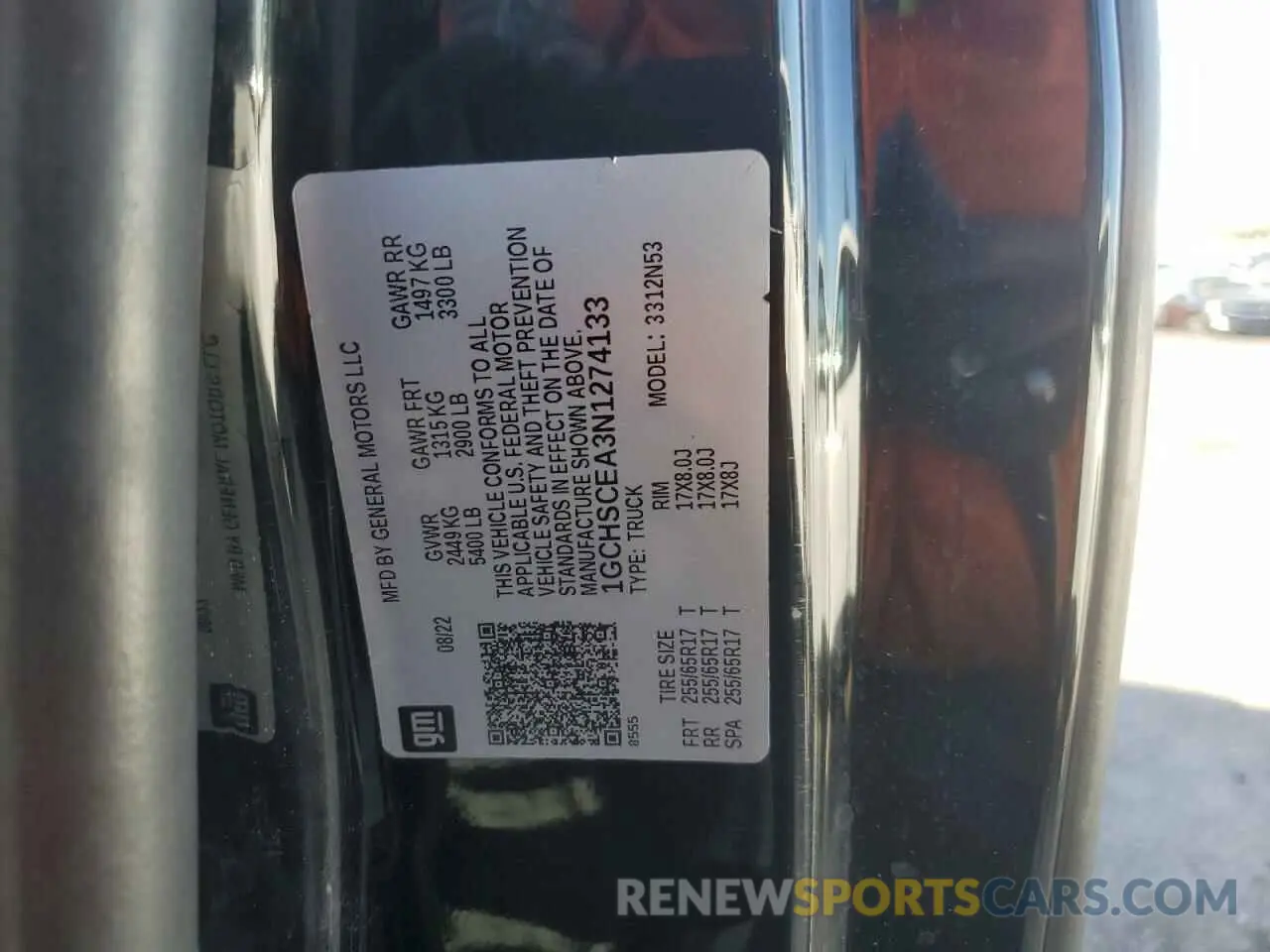 12 Photograph of a damaged car 1GCHSCEA3N1274133 CHEVROLET COLORADO 2022