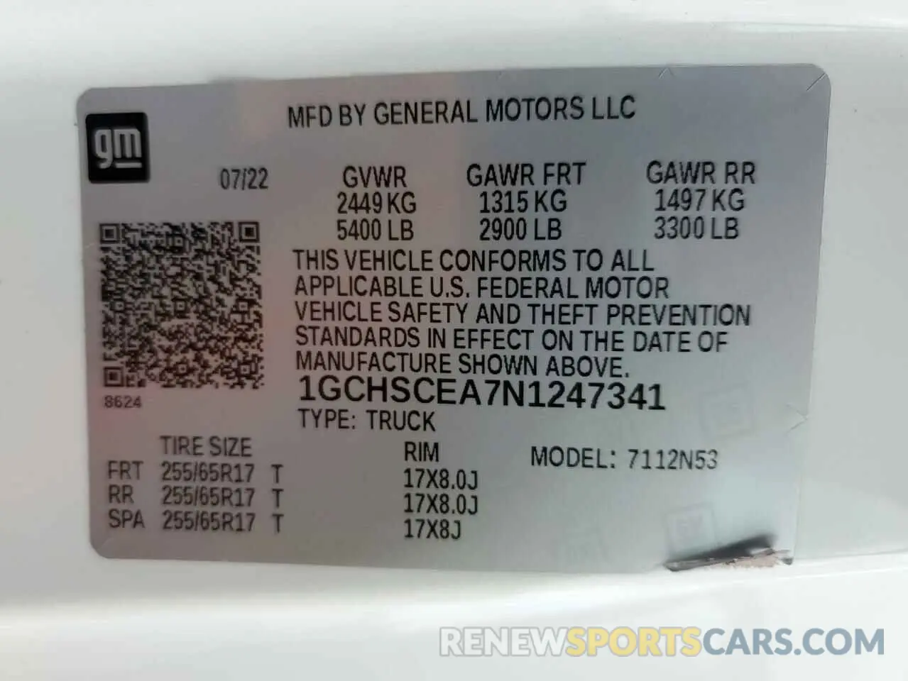 13 Photograph of a damaged car 1GCHSCEA7N1247341 CHEVROLET COLORADO 2022