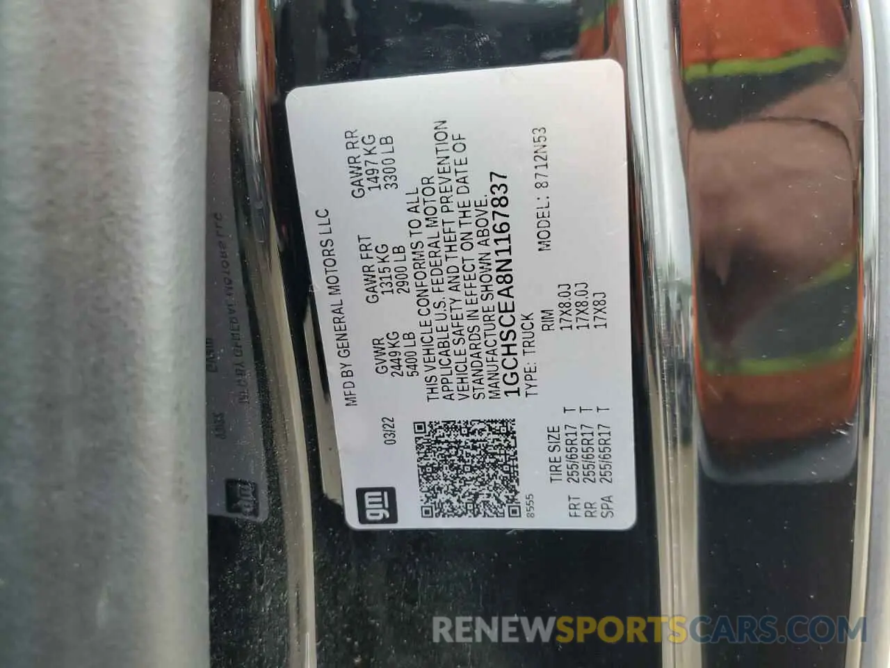 12 Photograph of a damaged car 1GCHSCEA8N1167837 CHEVROLET COLORADO 2022