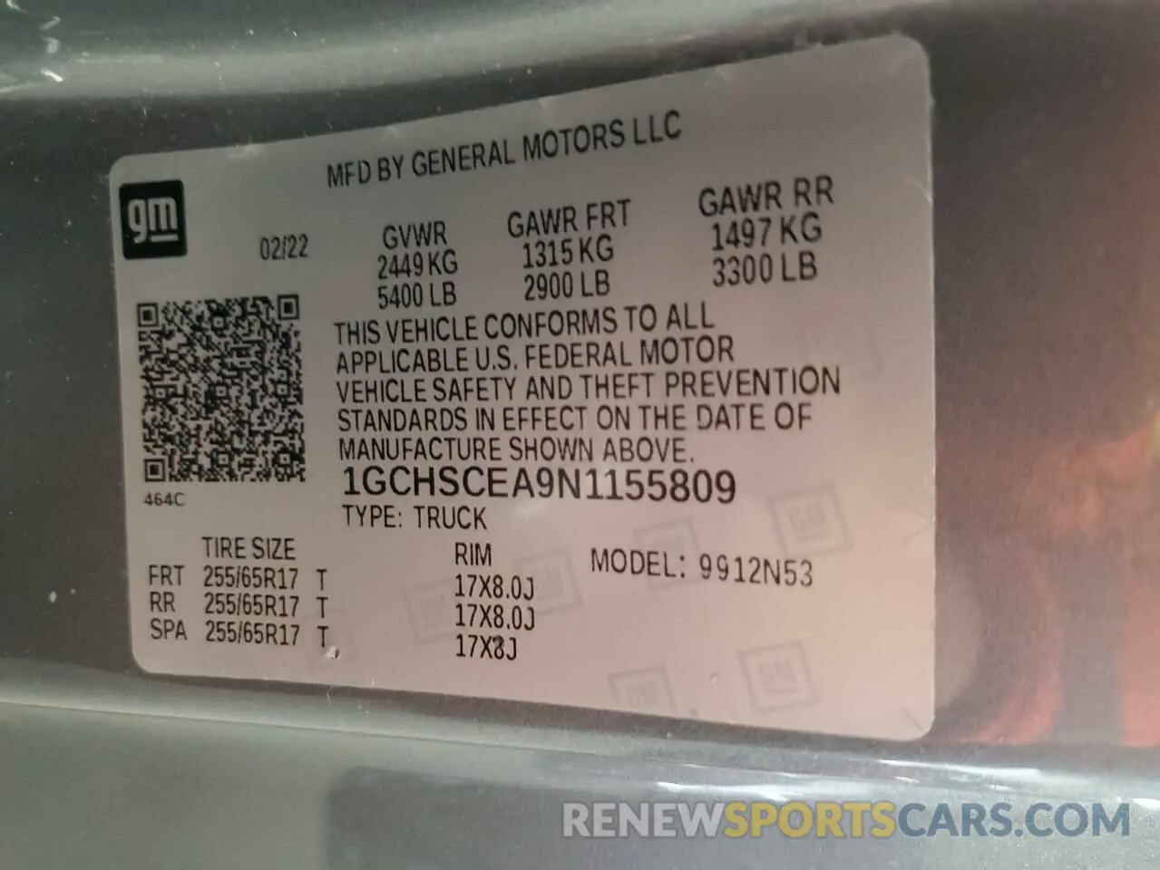 12 Photograph of a damaged car 1GCHSCEA9N1155809 CHEVROLET COLORADO 2022