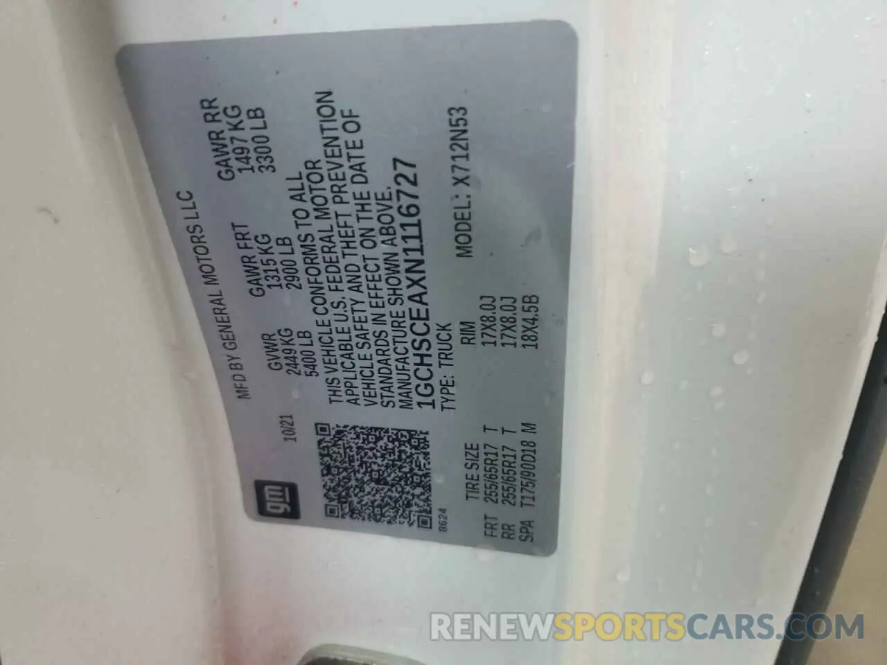 12 Photograph of a damaged car 1GCHSCEAXN1116727 CHEVROLET COLORADO 2022