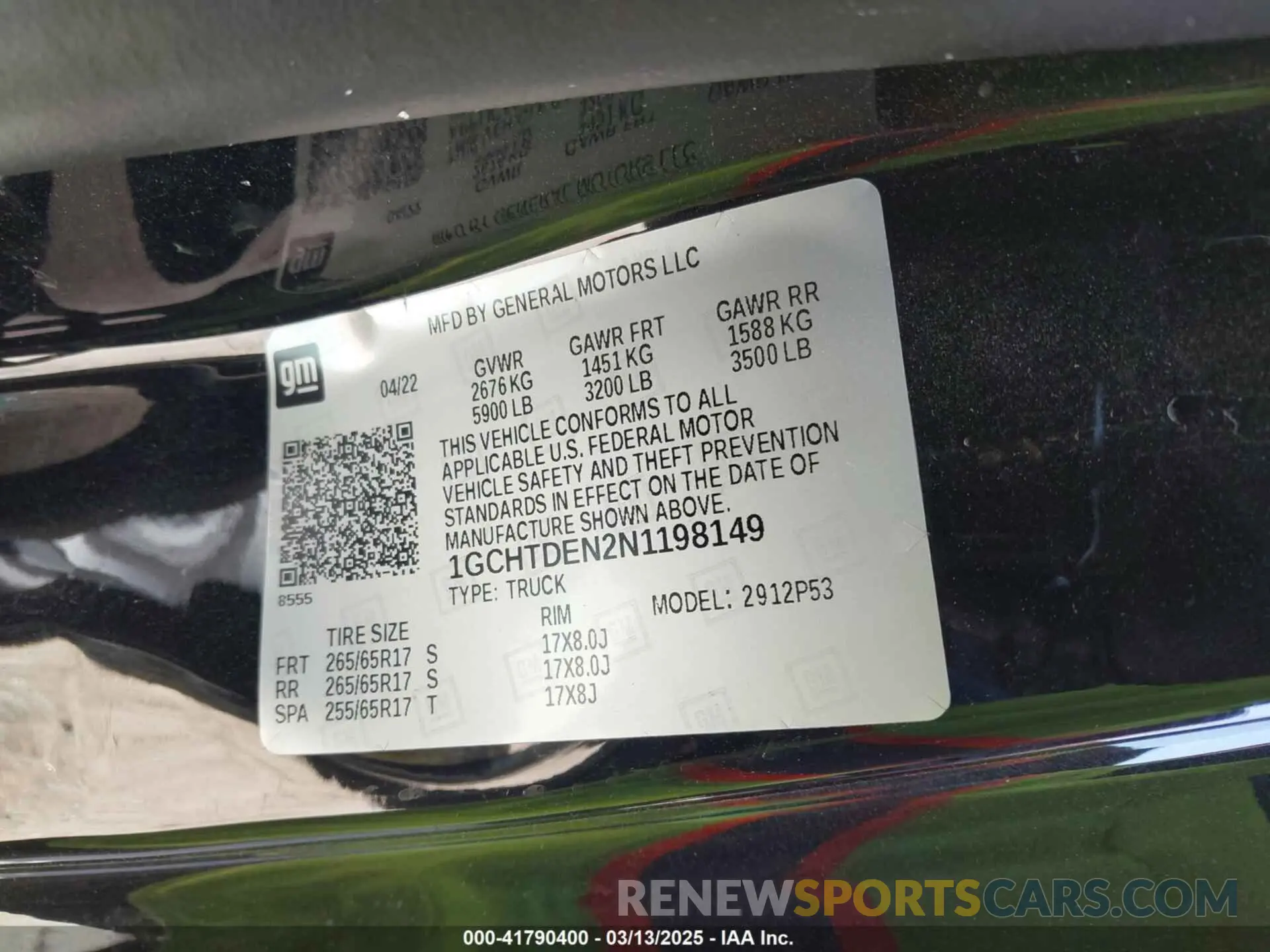 9 Photograph of a damaged car 1GCHTDEN2N1198149 CHEVROLET COLORADO 2022