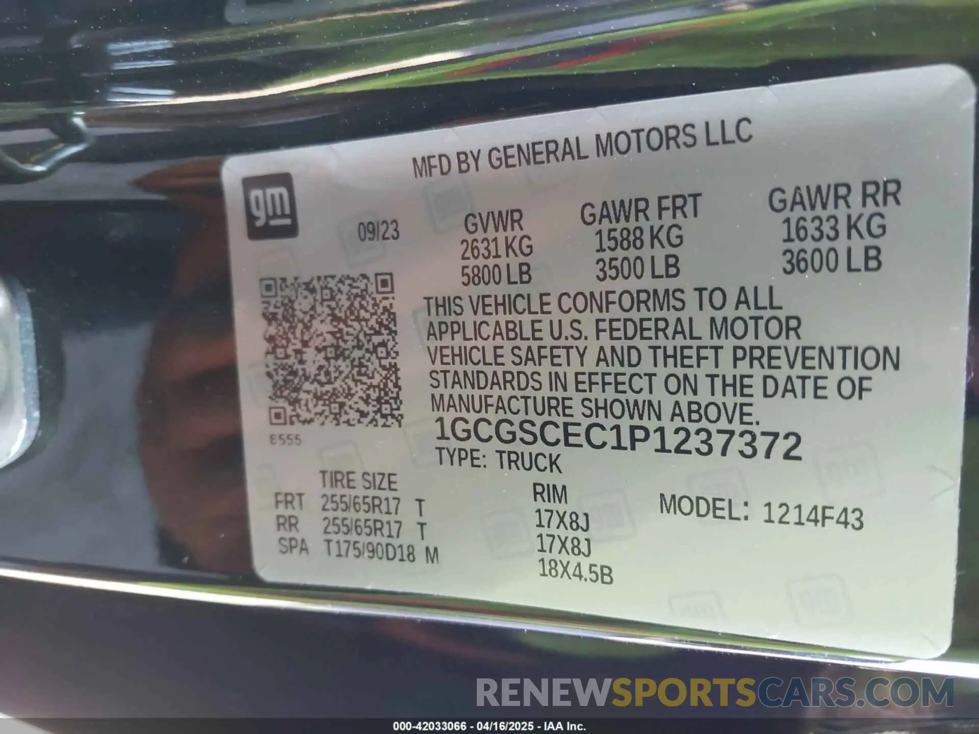 9 Photograph of a damaged car 1GCGSCEC1P1237372 CHEVROLET COLORADO 2023