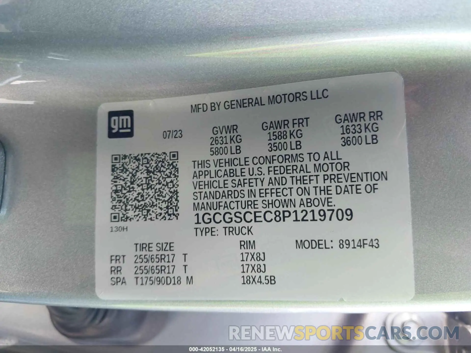 9 Photograph of a damaged car 1GCGSCEC8P1219709 CHEVROLET COLORADO 2023