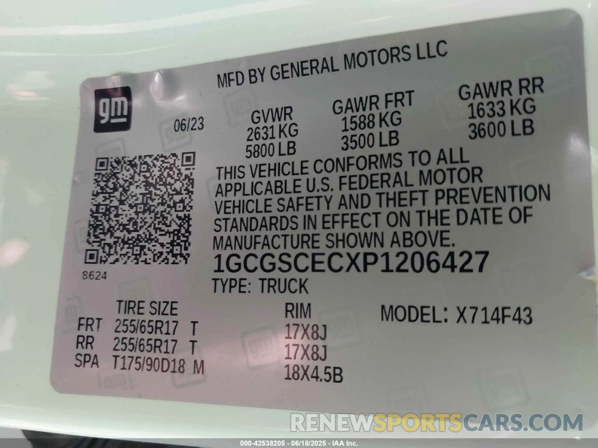 9 Photograph of a damaged car 1GCGSCECXP1206427 CHEVROLET COLORADO 2023