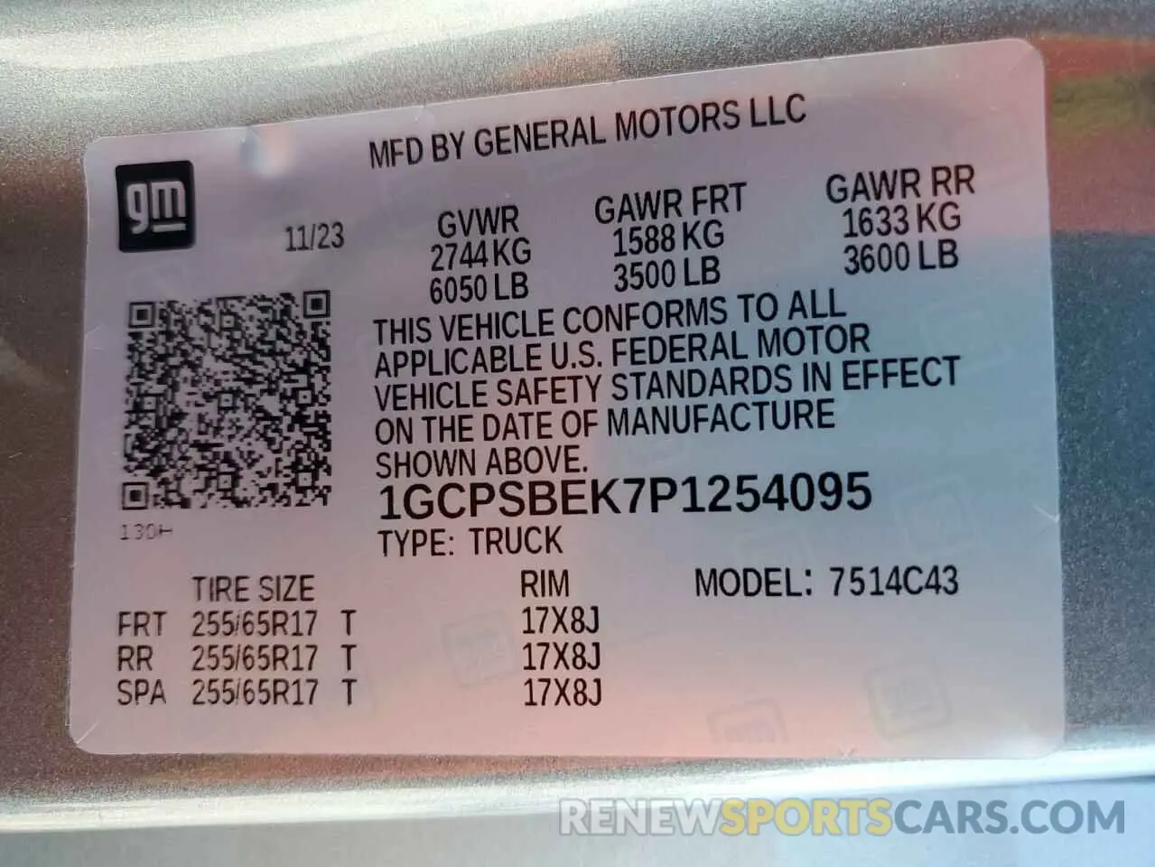 12 Photograph of a damaged car 1GCPSBEK7P1254095 CHEVROLET COLORADO 2023