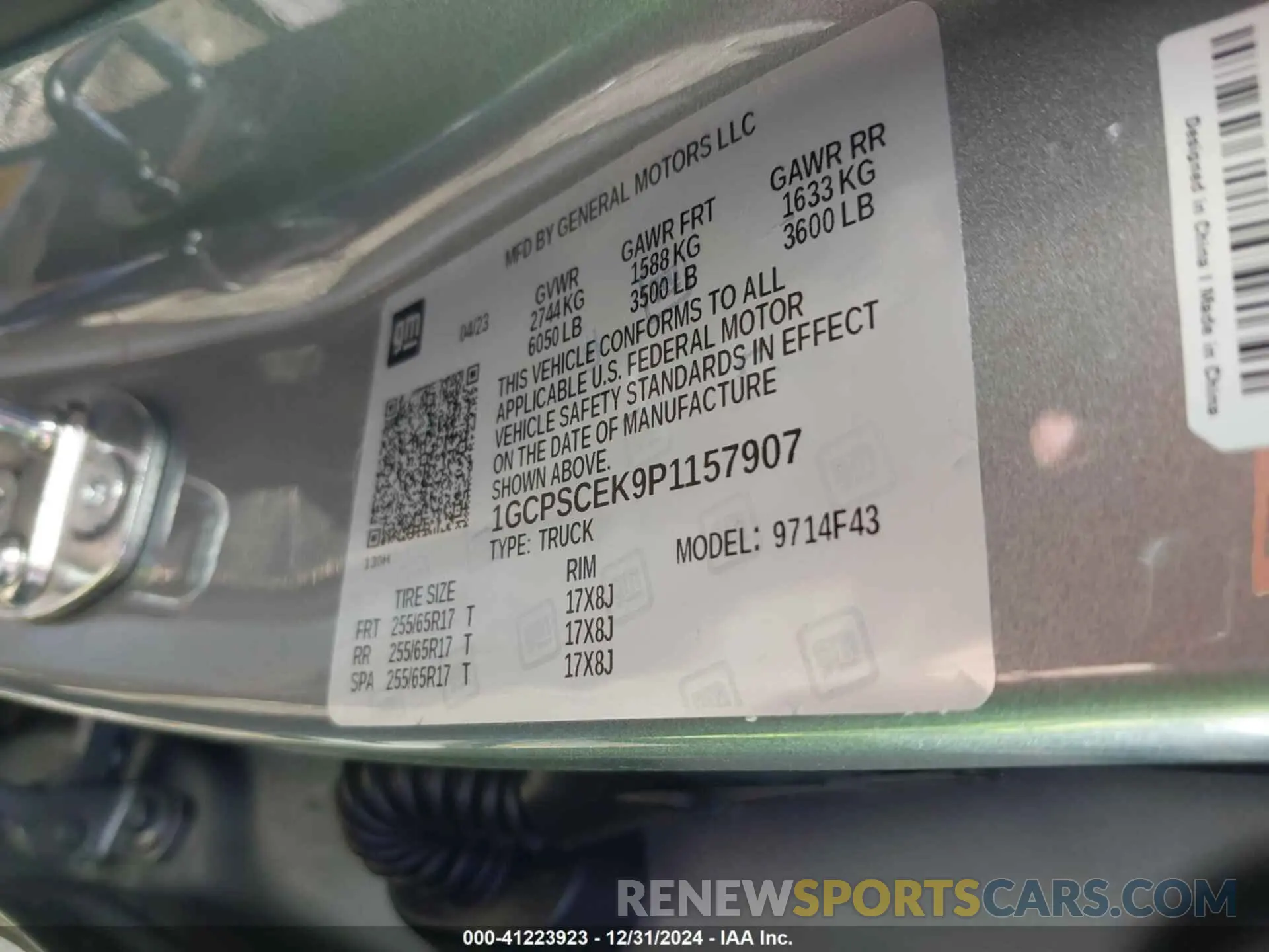 9 Photograph of a damaged car 1GCPSCEK9P1157907 CHEVROLET COLORADO 2023