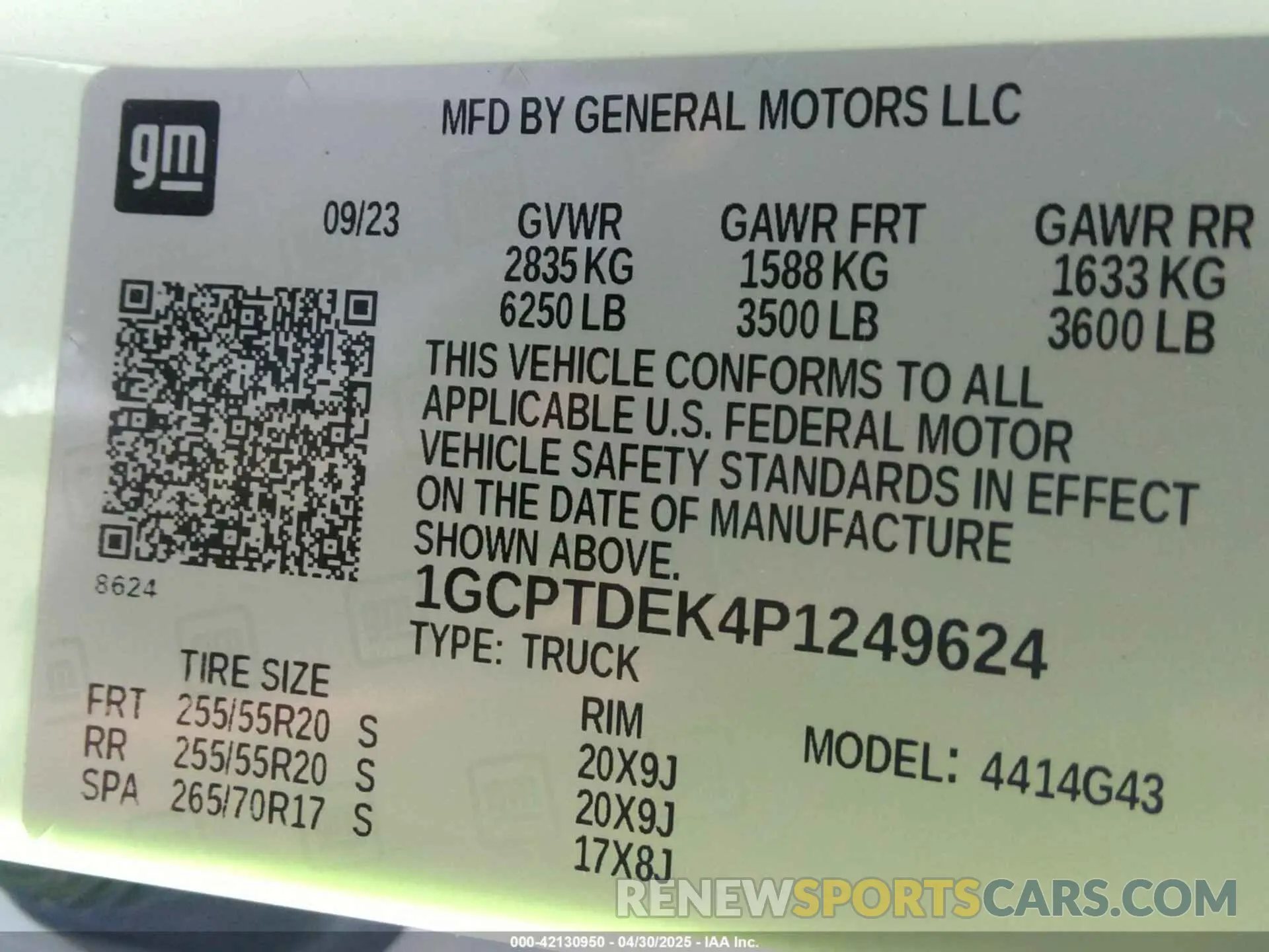 9 Photograph of a damaged car 1GCPTDEK4P1249624 CHEVROLET COLORADO 2023