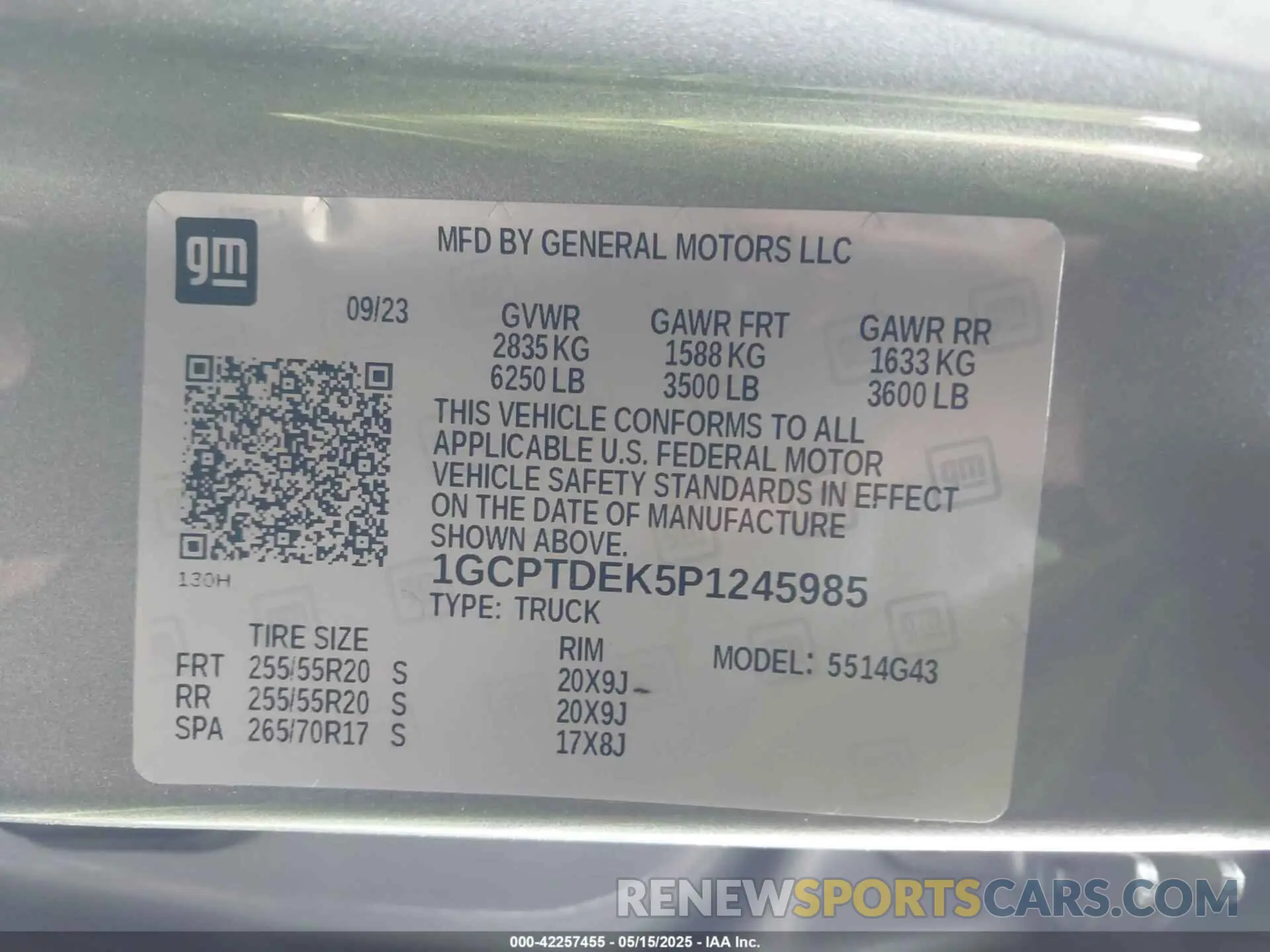 9 Photograph of a damaged car 1GCPTDEK5P1245985 CHEVROLET COLORADO 2023