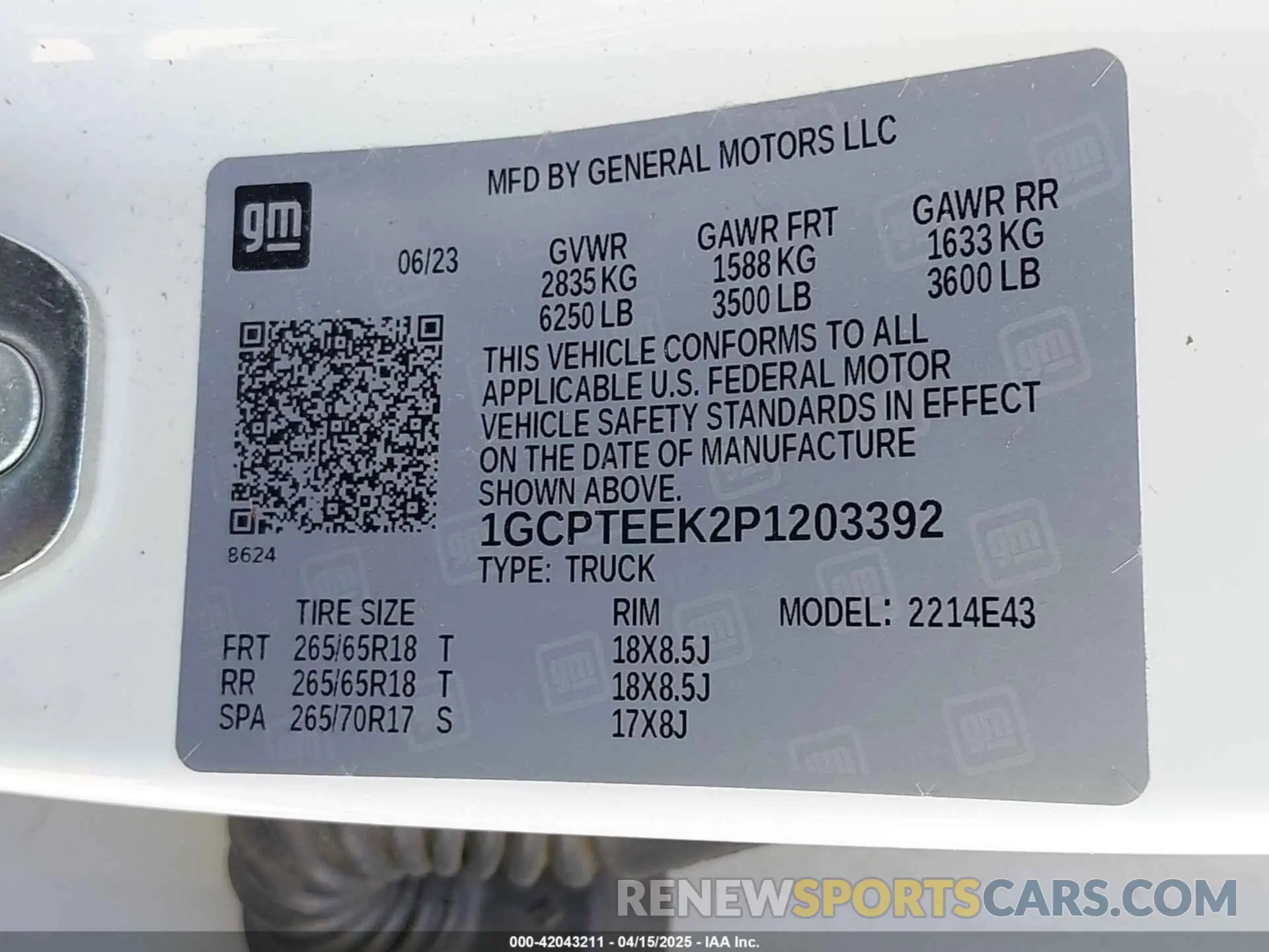 9 Photograph of a damaged car 1GCPTEEK2P1203392 CHEVROLET COLORADO 2023