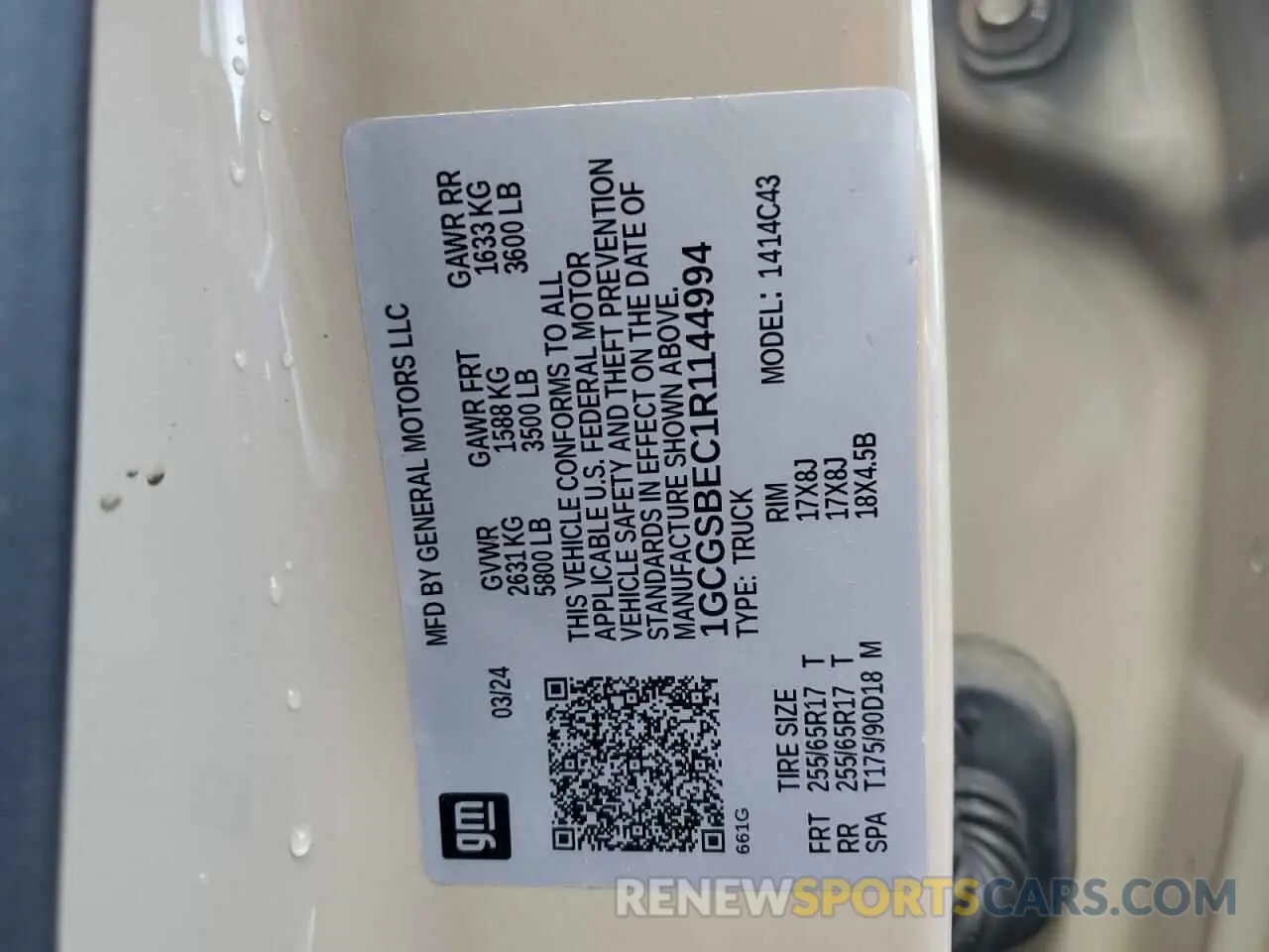 12 Photograph of a damaged car 1GCGSBEC1R1144994 CHEVROLET COLORADO 2024