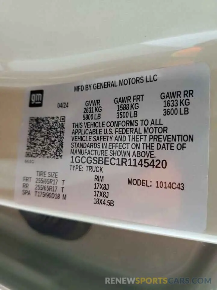 12 Photograph of a damaged car 1GCGSBEC1R1145420 CHEVROLET COLORADO 2024