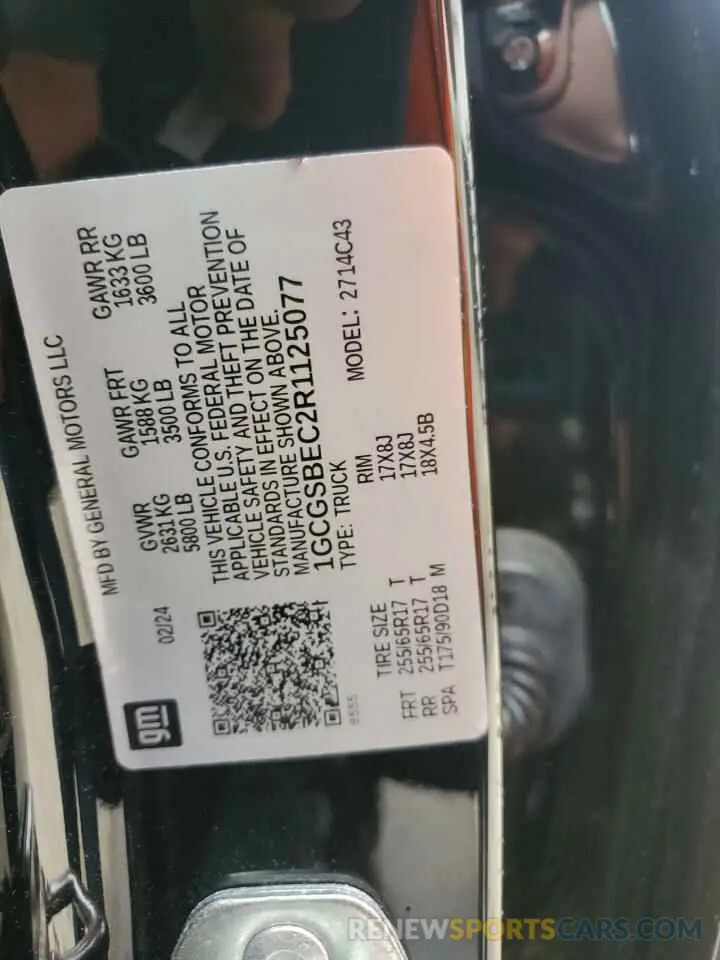 13 Photograph of a damaged car 1GCGSBEC2R1125077 CHEVROLET COLORADO 2024
