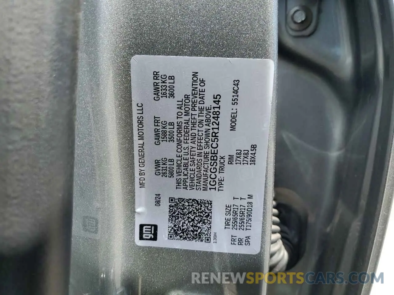 12 Photograph of a damaged car 1GCGSBEC5R1248145 CHEVROLET COLORADO 2024