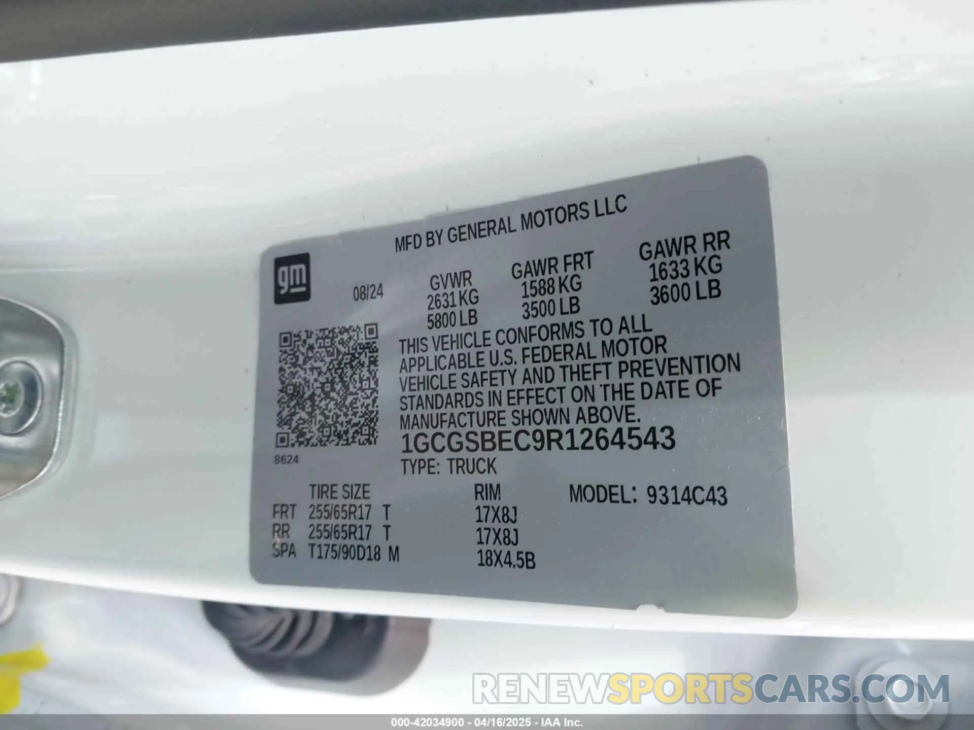 9 Photograph of a damaged car 1GCGSBEC9R1264543 CHEVROLET COLORADO 2024