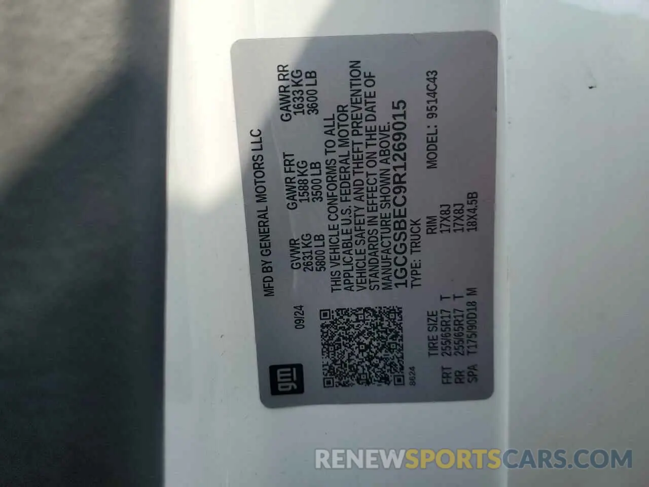 12 Photograph of a damaged car 1GCGSBEC9R1269015 CHEVROLET COLORADO 2024