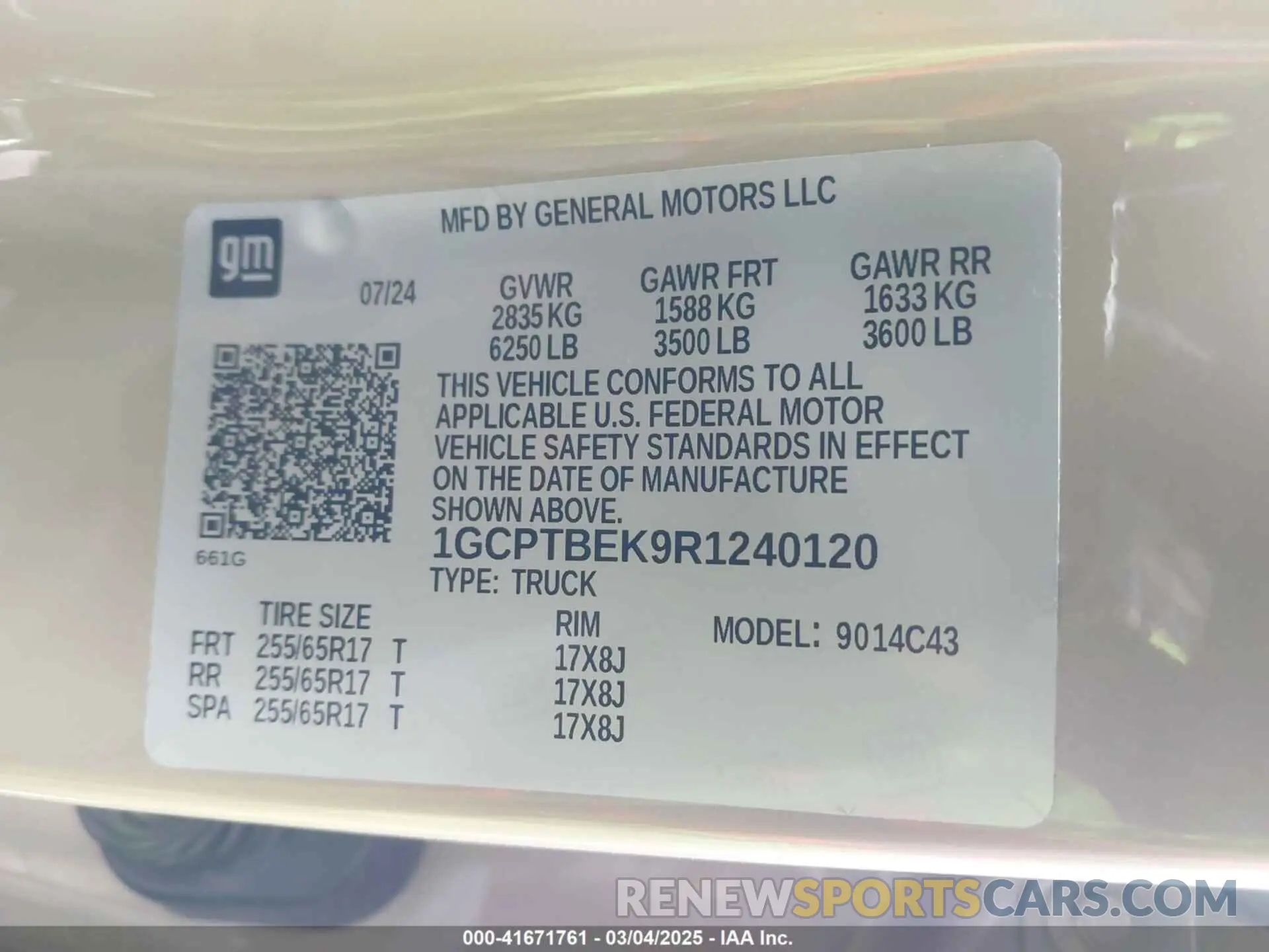 9 Photograph of a damaged car 1GCPTBEK9R1240120 CHEVROLET COLORADO 2024