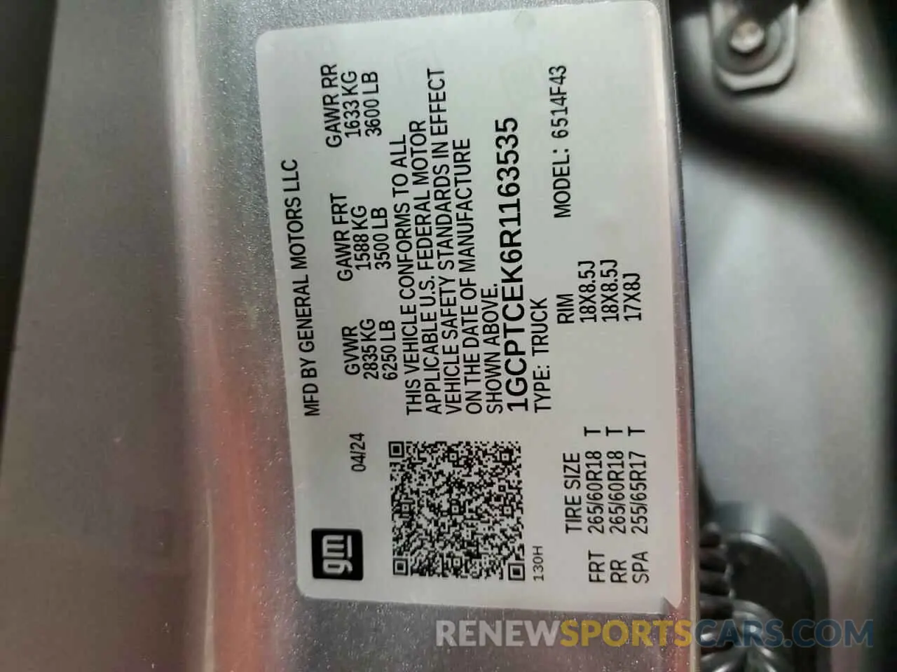 13 Photograph of a damaged car 1GCPTCEK6R1163535 CHEVROLET COLORADO 2024