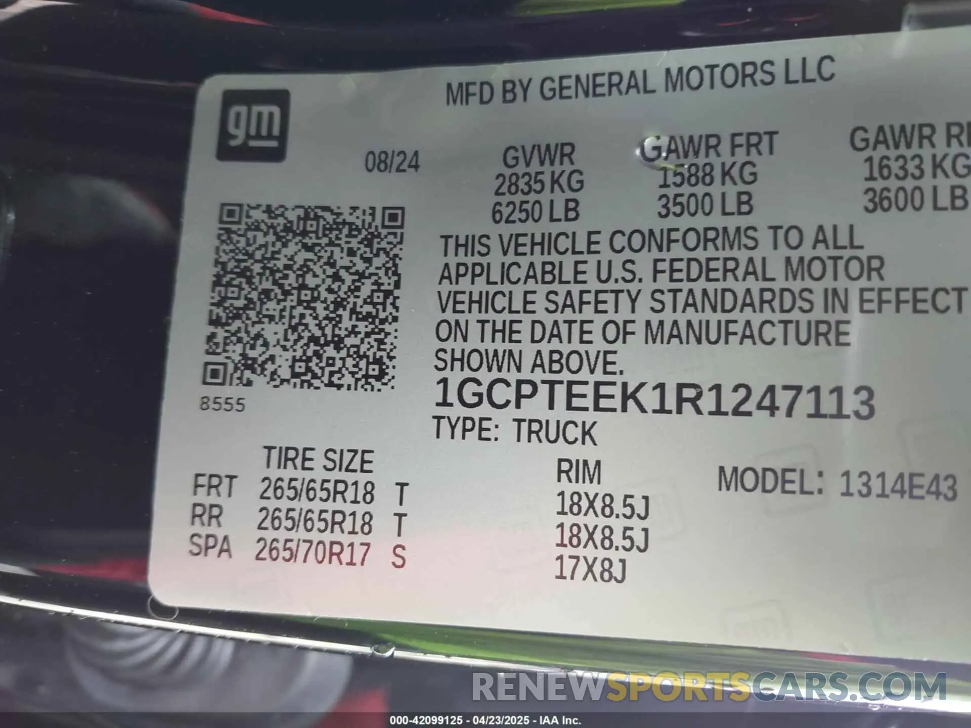 9 Photograph of a damaged car 1GCPTEEK1R1247113 CHEVROLET COLORADO 2024