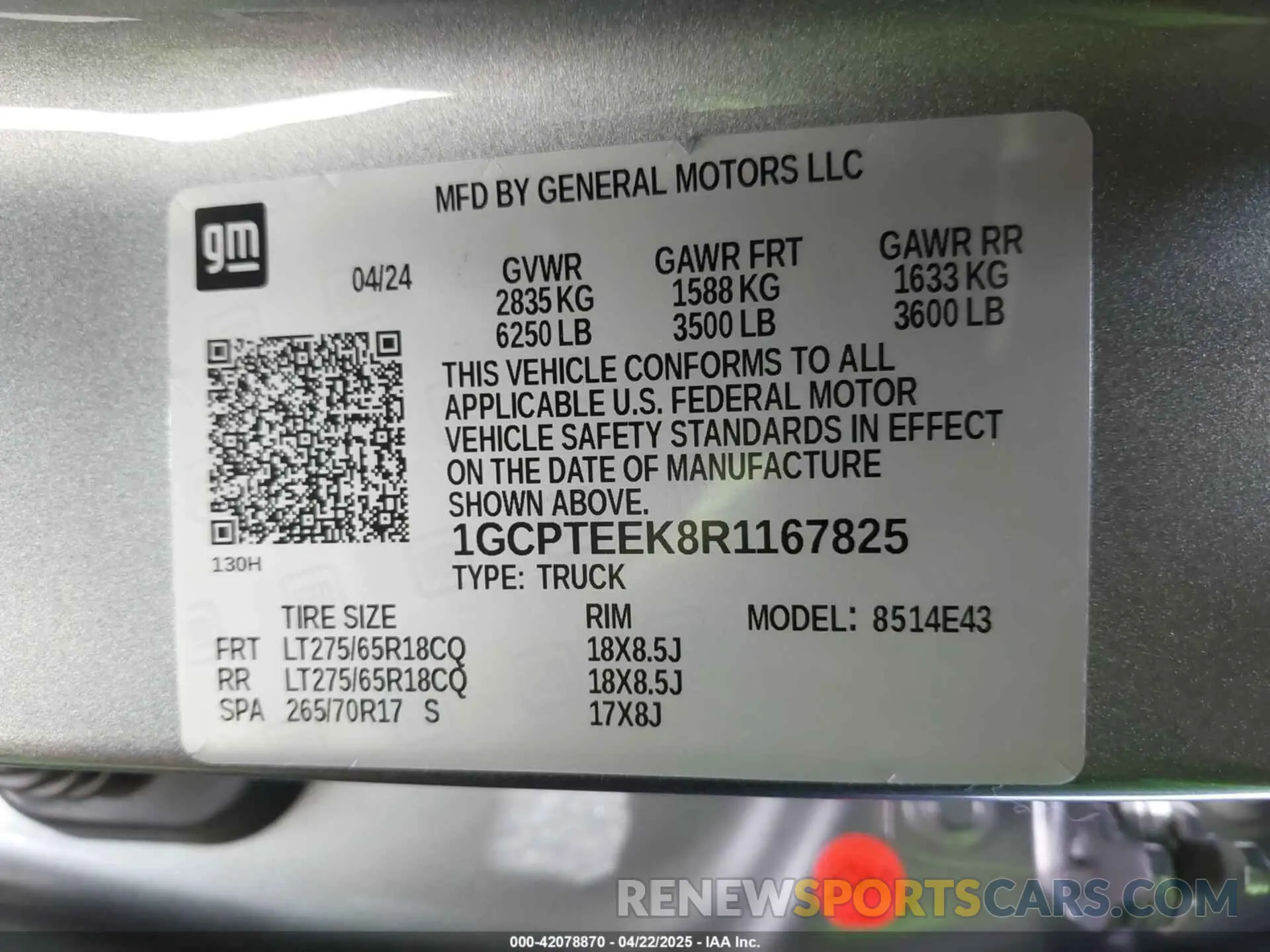 9 Photograph of a damaged car 1GCPTEEK8R1167825 CHEVROLET COLORADO 2024
