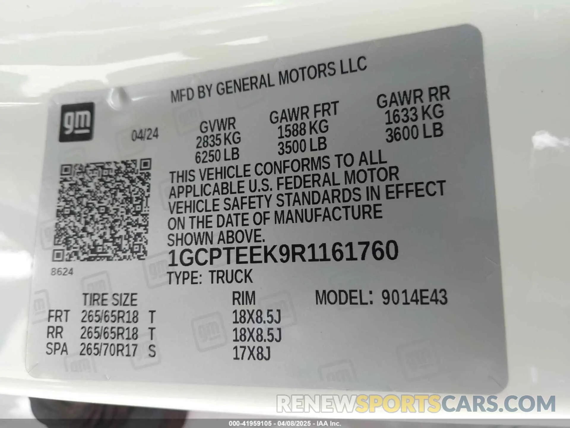 9 Photograph of a damaged car 1GCPTEEK9R1161760 CHEVROLET COLORADO 2024