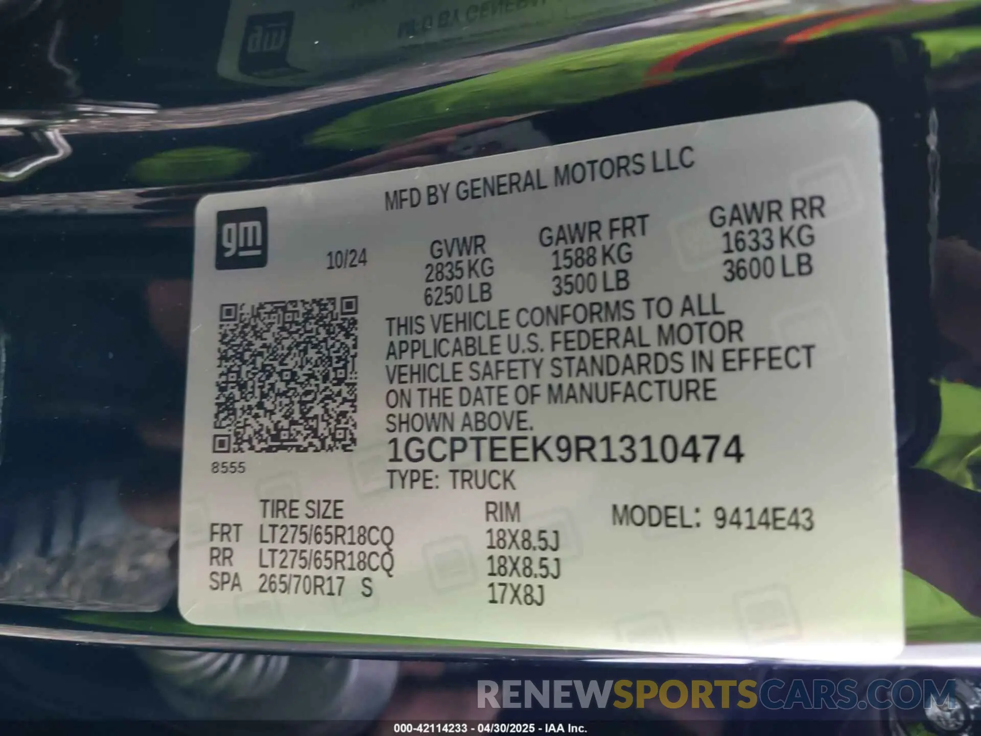 9 Photograph of a damaged car 1GCPTEEK9R1310474 CHEVROLET COLORADO 2024