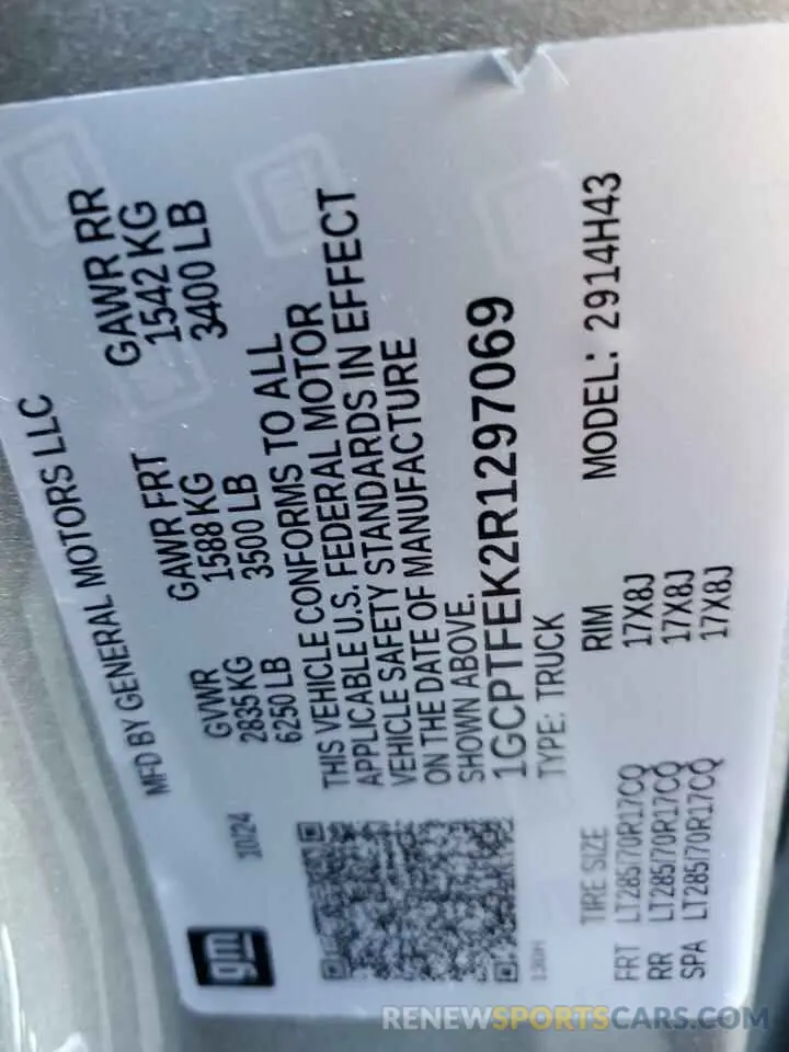 12 Photograph of a damaged car 1GCPTFEK2R1297069 CHEVROLET COLORADO 2024