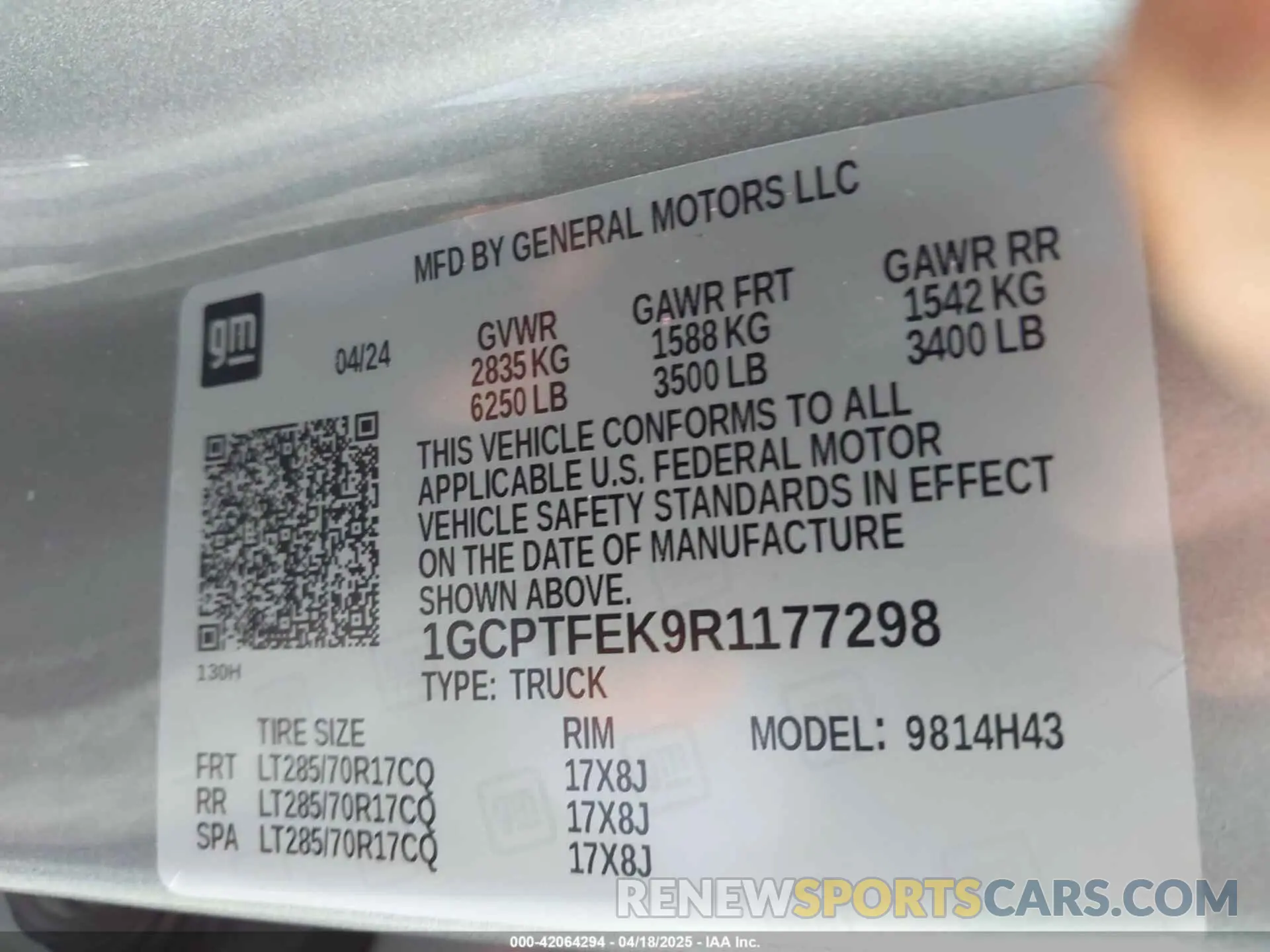 9 Photograph of a damaged car 1GCPTFEK9R1177298 CHEVROLET COLORADO 2024
