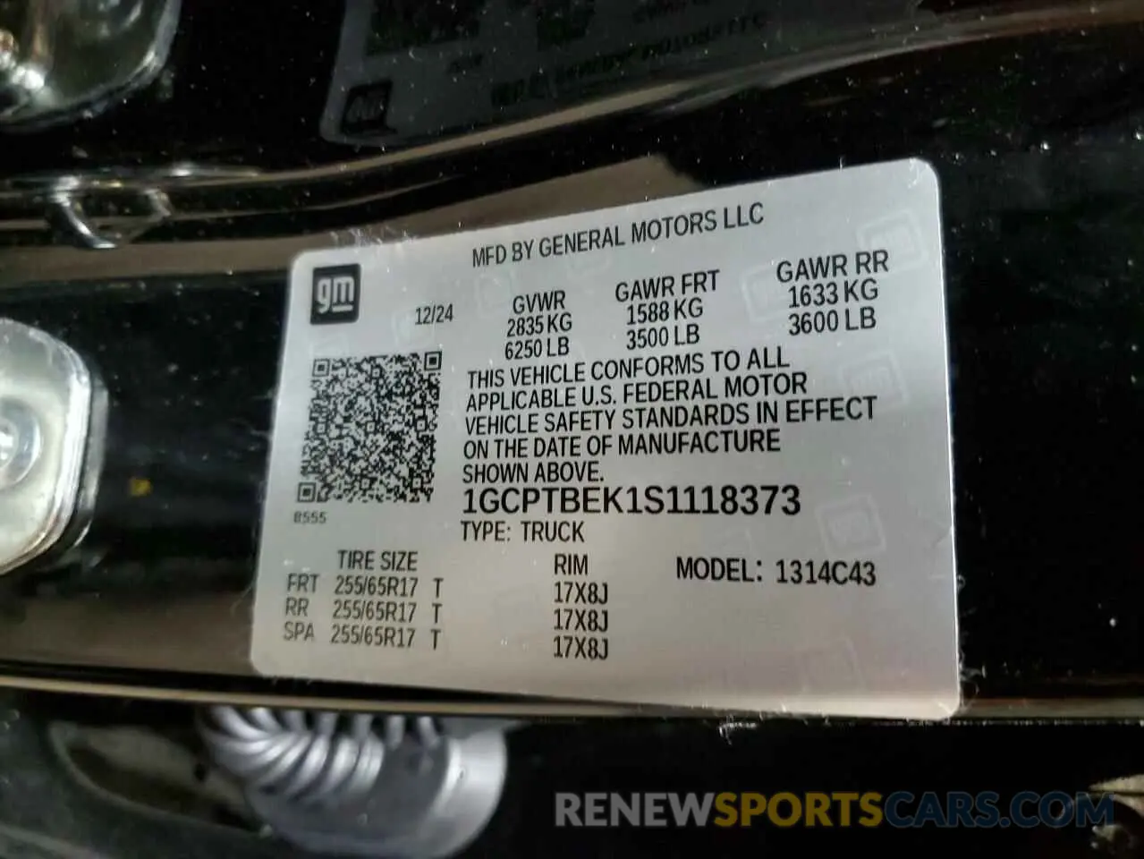 12 Photograph of a damaged car 1GCPTBEK1S1118373 CHEVROLET COLORADO 2025