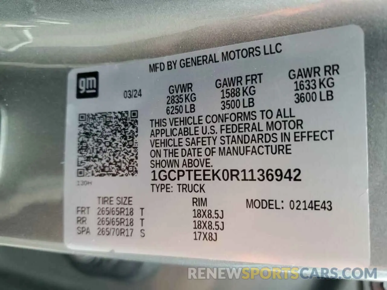 12 Photograph of a damaged car 1GCPTEEK0R1136942 CHEVROLET COLORADO T 2024