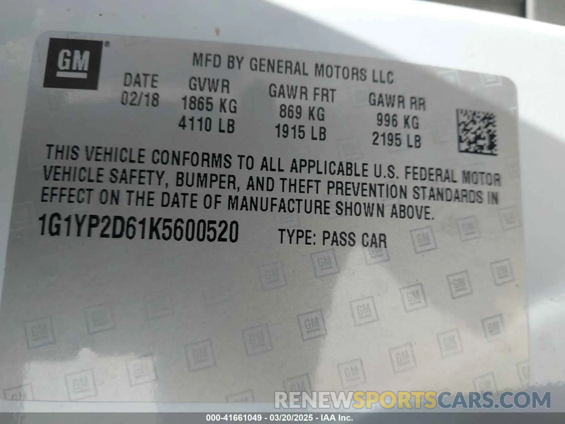 9 Photograph of a damaged car 1G1YP2D61K5600520 CHEVROLET CORVETTE 2019