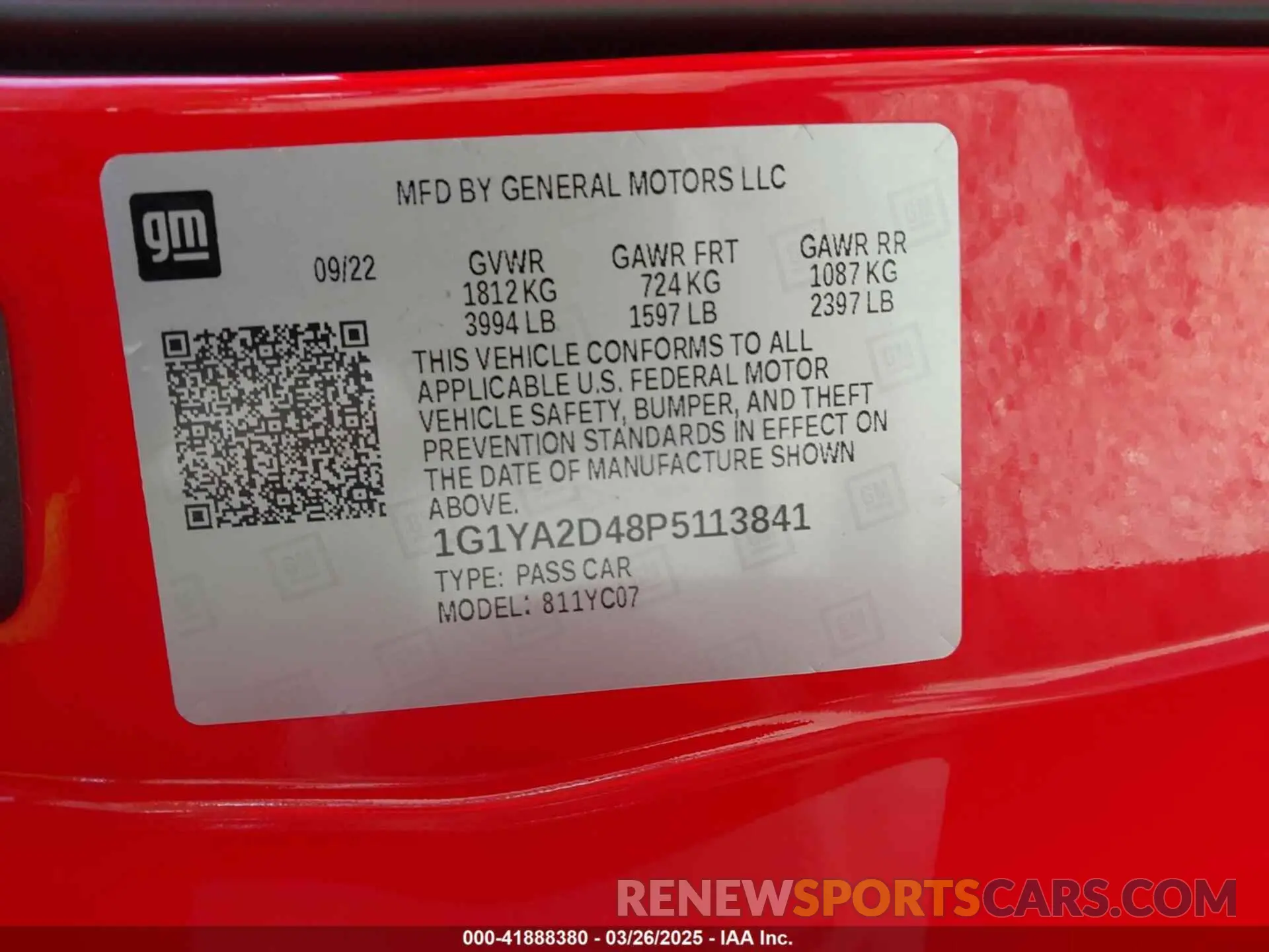 9 Photograph of a damaged car 1G1YA2D48P5113841 CHEVROLET CORVETTE STINGRAY 2023
