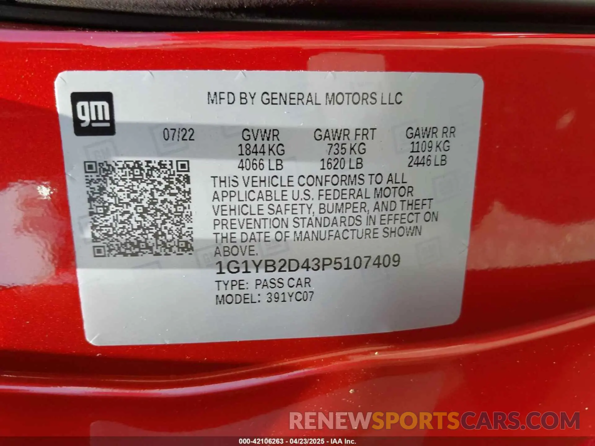 9 Photograph of a damaged car 1G1YB2D43P5107409 CHEVROLET CORVETTE STINGRAY 2023