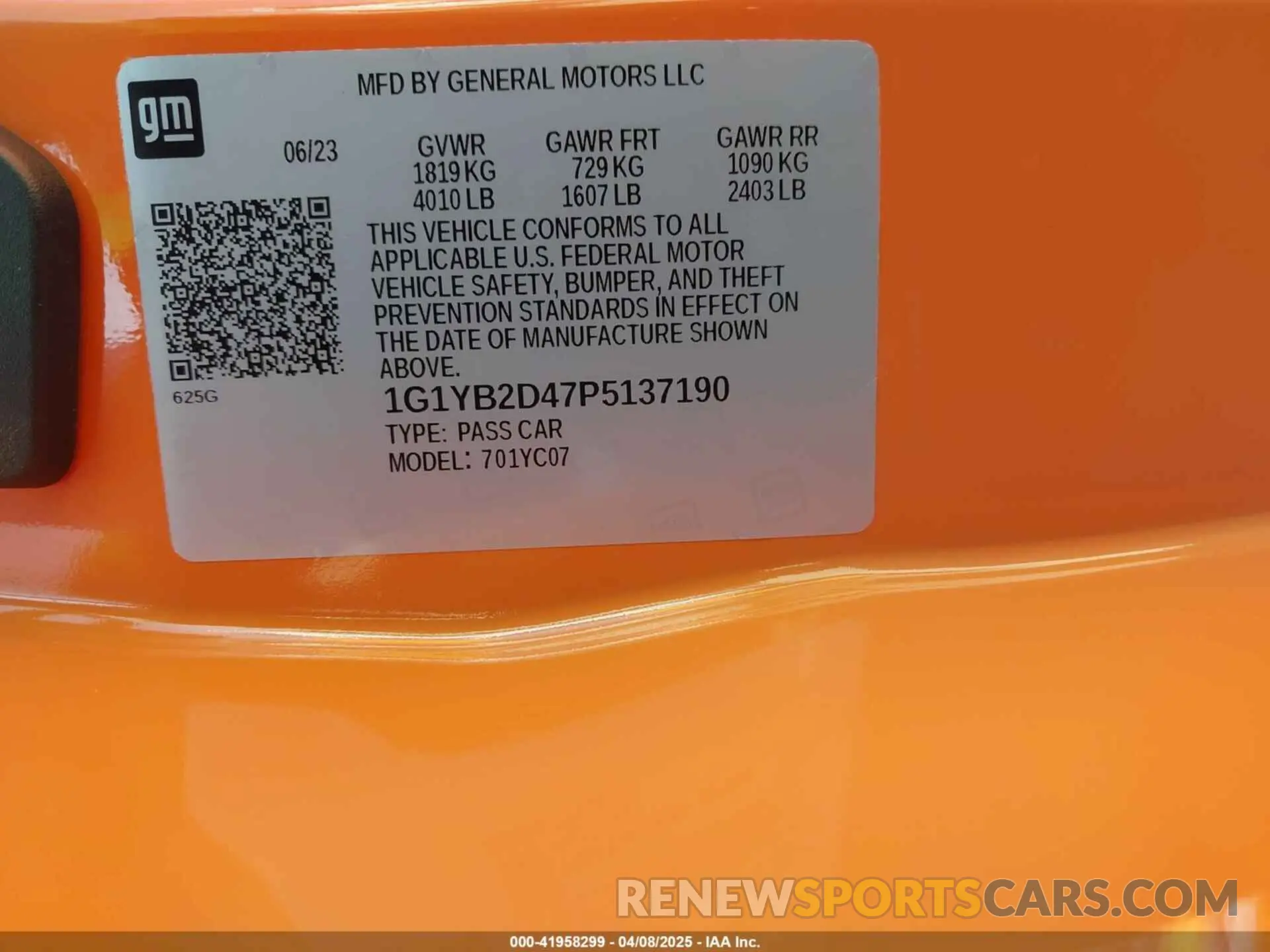 9 Photograph of a damaged car 1G1YB2D47P5137190 CHEVROLET CORVETTE STINGRAY 2023