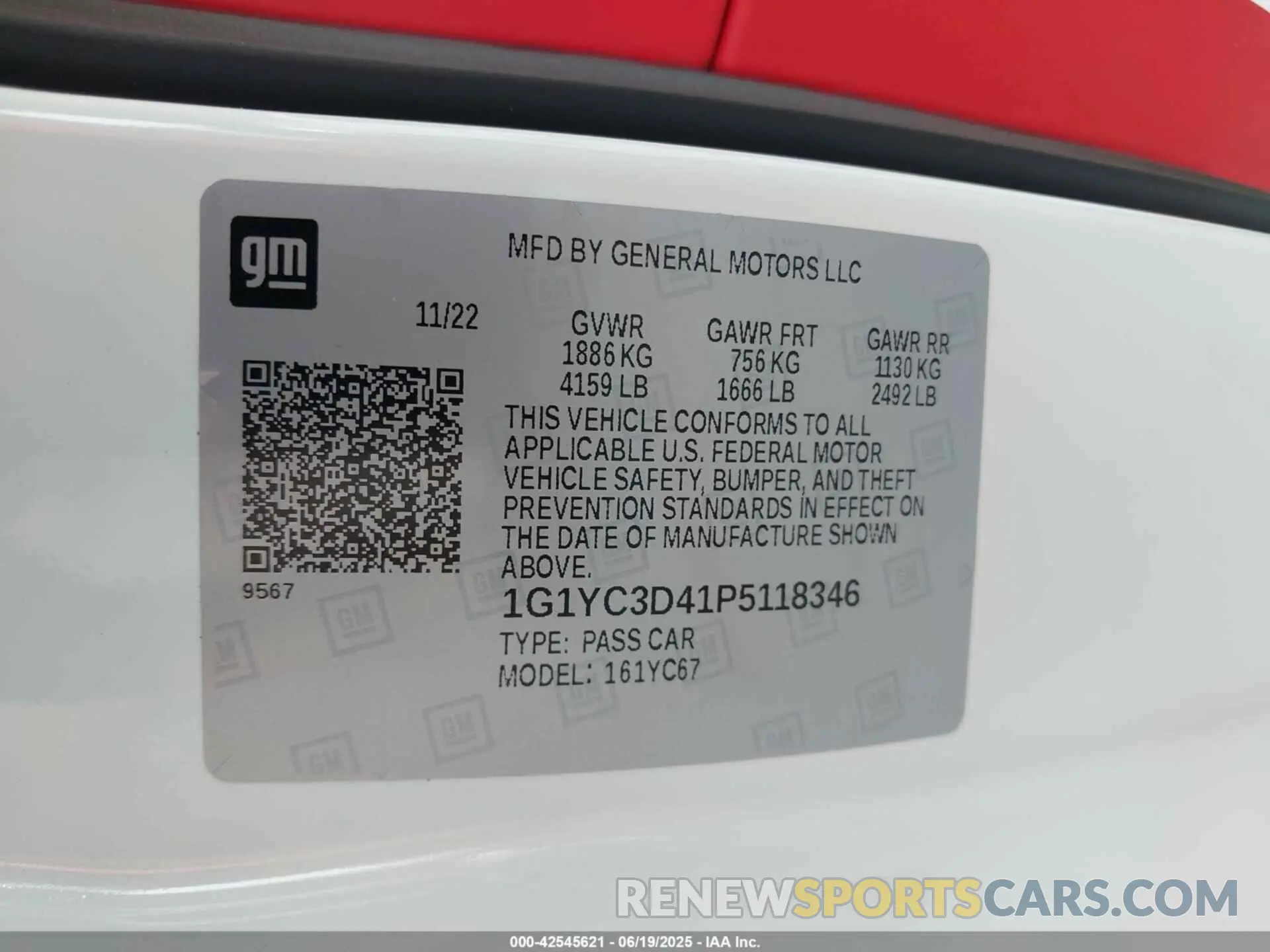 9 Photograph of a damaged car 1G1YC3D41P5118346 CHEVROLET CORVETTE STINGRAY 2023