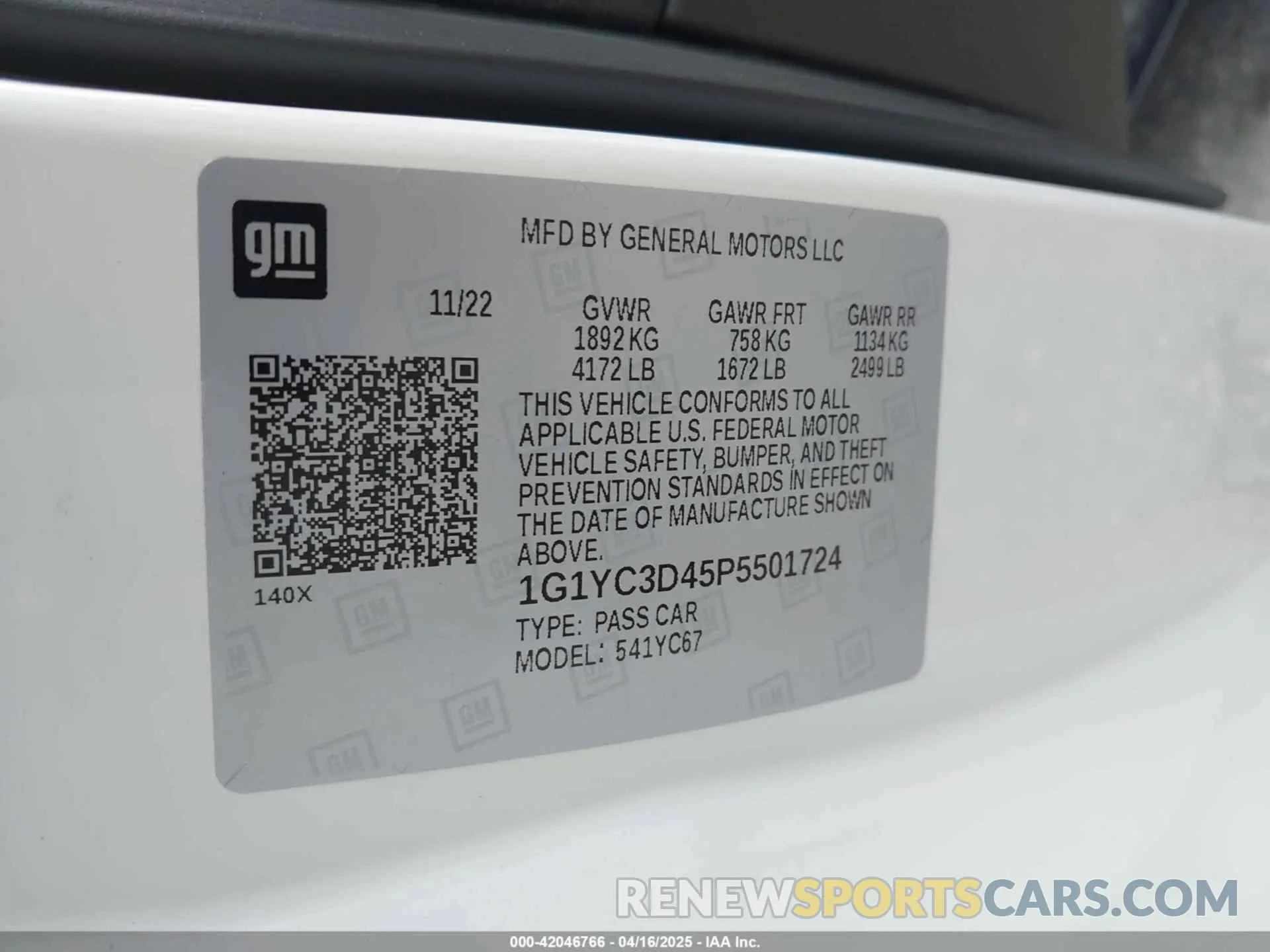9 Photograph of a damaged car 1G1YC3D45P5501724 CHEVROLET CORVETTE STINGRAY 2023