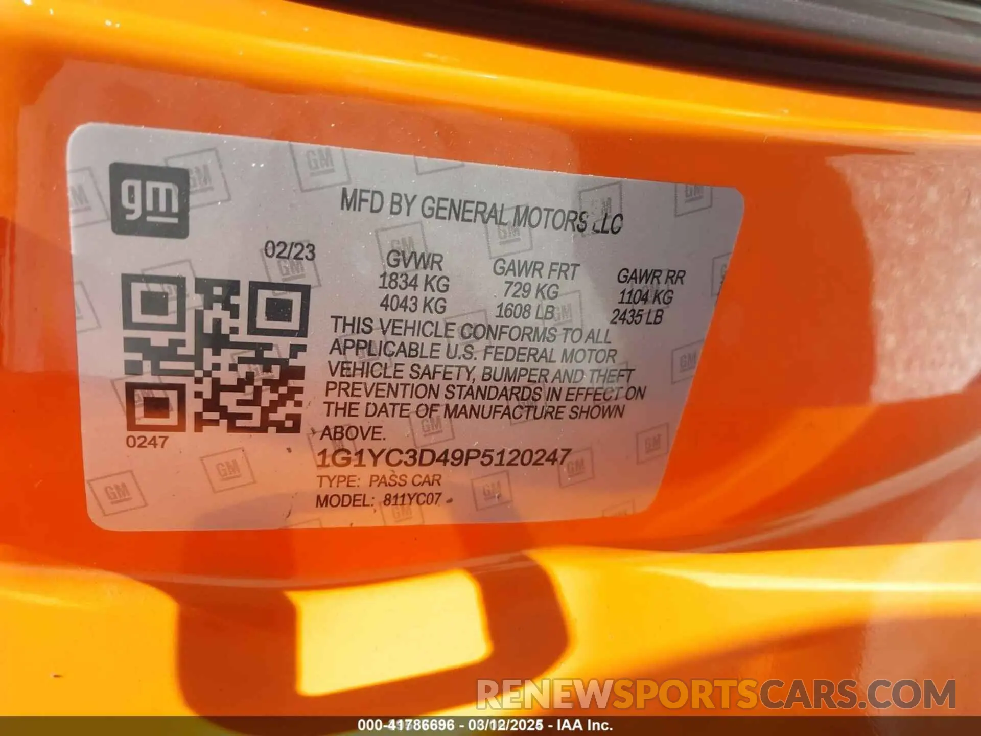 9 Photograph of a damaged car 1G1YC3D49P5120247 CHEVROLET CORVETTE STINGRAY 2023